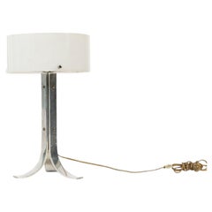 Vintage Mid Century Silver & White Acrylic Shade Table Lamp