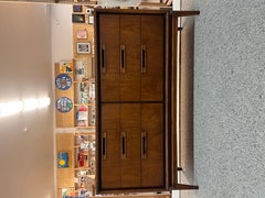 Vintage Mid Century Six Drawer Dresser Dovetailed Drawers and Sculpted Handles.