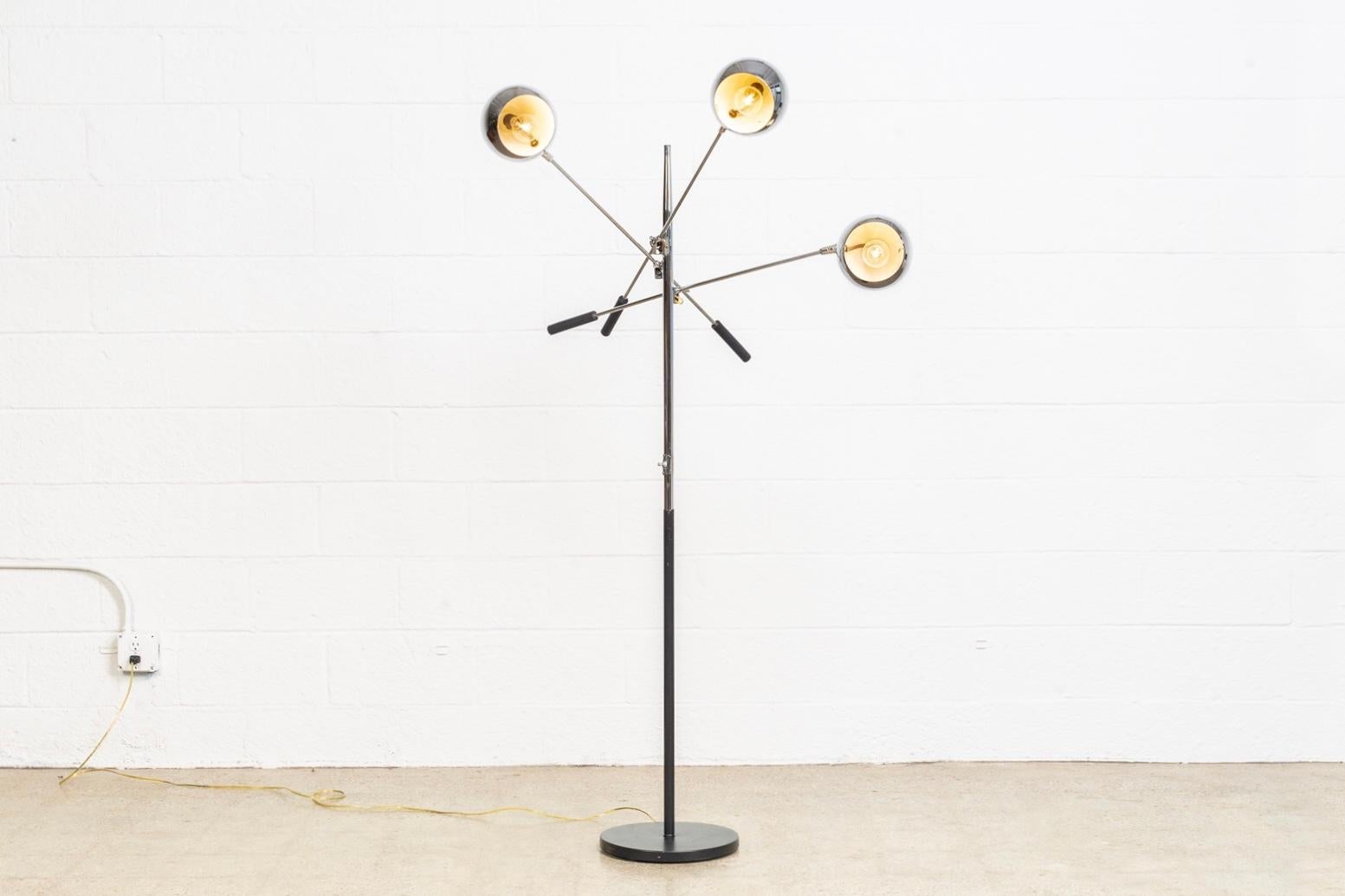Mid-Century Modern Vintage Midcentury Sonneman (Attributed) Triennale Three Orb Chrome Floor Lamp For Sale
