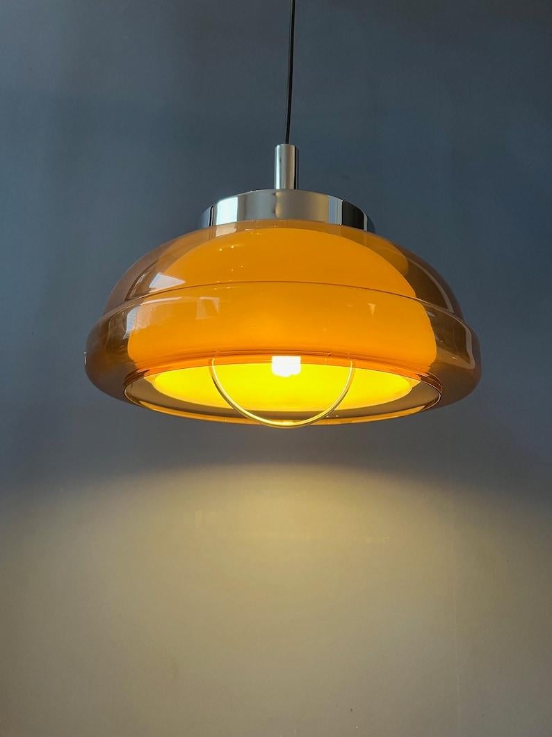 Vintage Mid Century Space Age Pendant Lamp by Herda, 1970s In Good Condition For Sale In ROTTERDAM, ZH