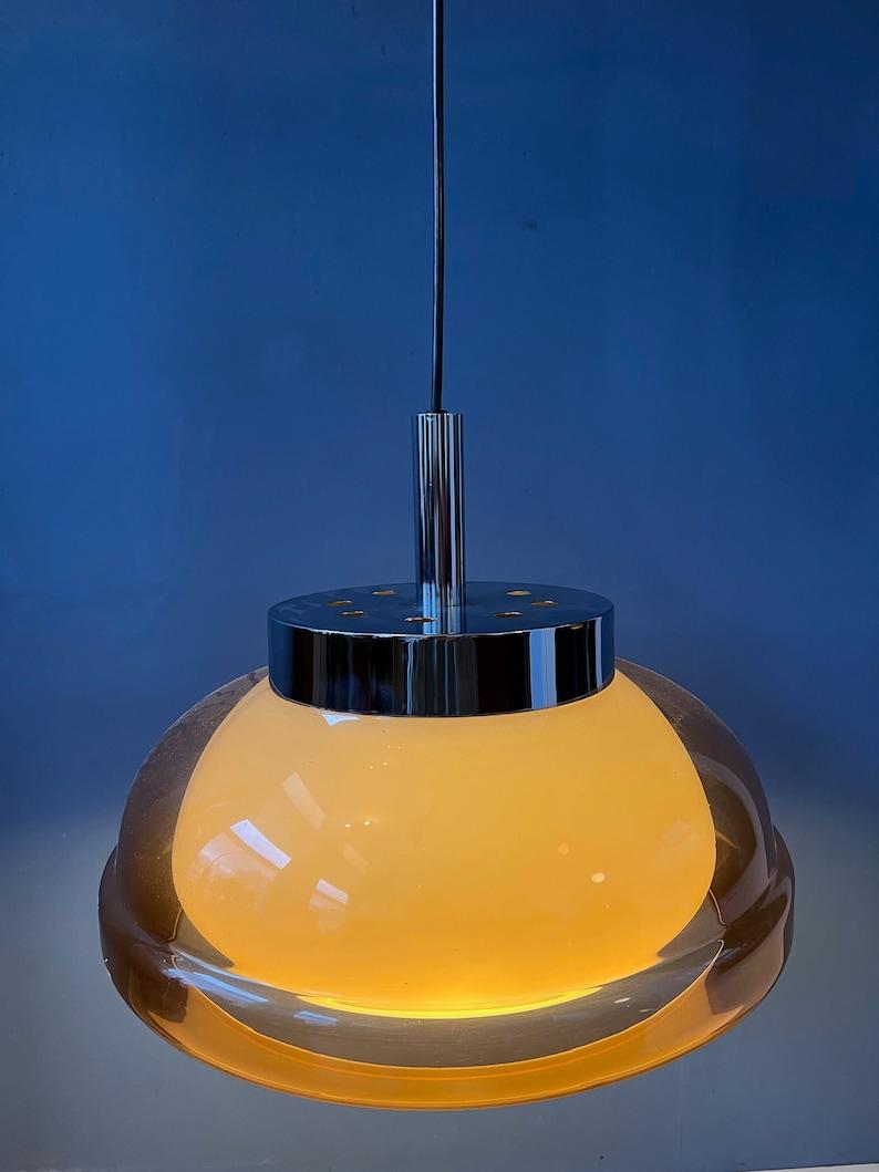 Metal Vintage Mid Century Space Age Pendant Lamp by Herda, 1970s For Sale