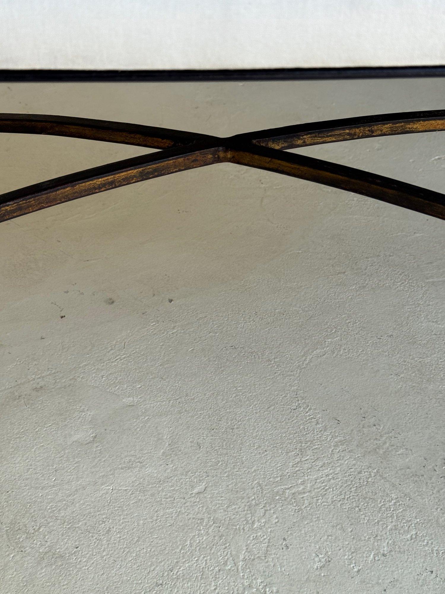 Vintage Mid Century Spanish Gilt Iron Bench For Sale 6