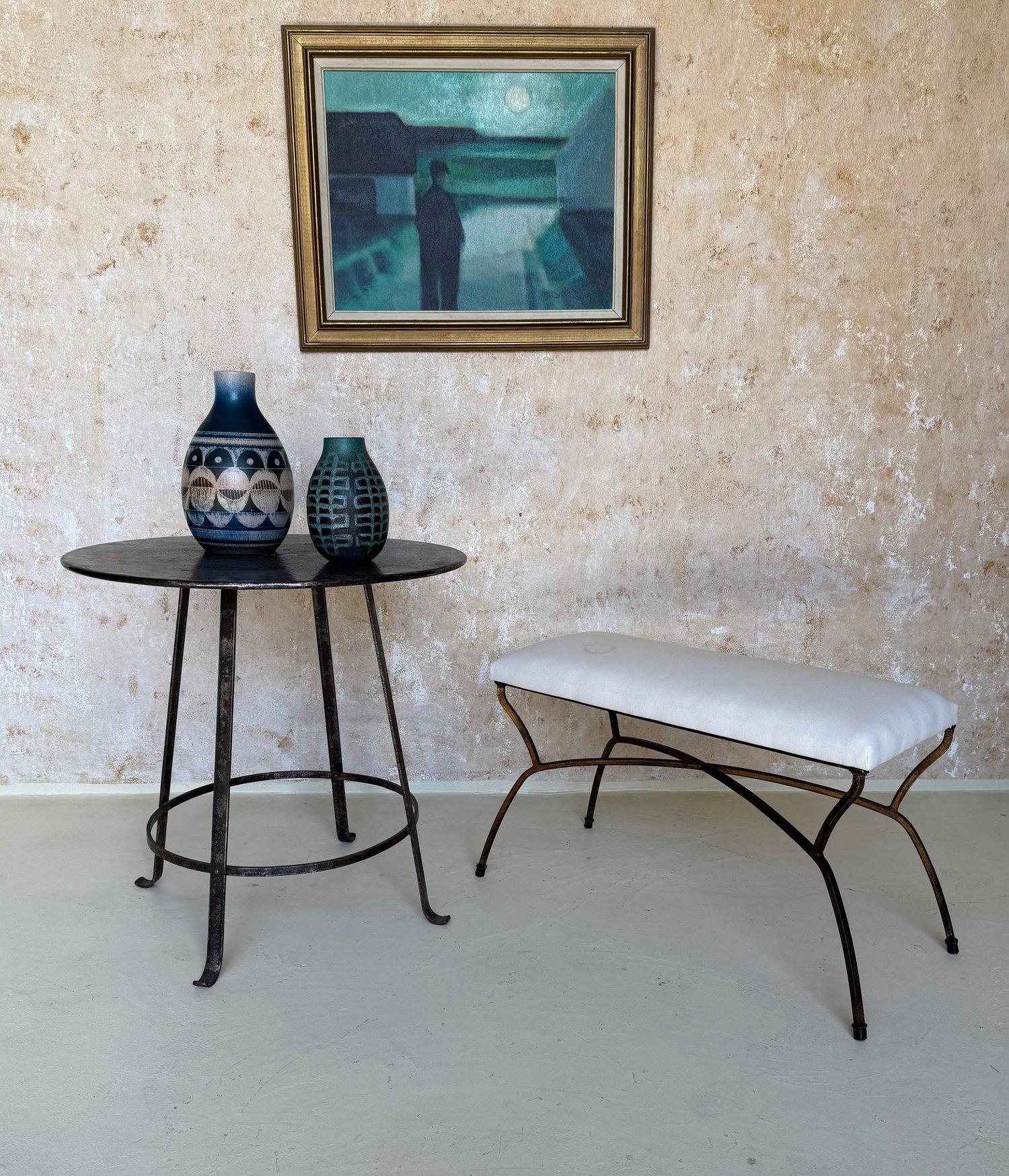 Mid-Century Modern Vintage Mid Century Spanish Gilt Iron Bench For Sale