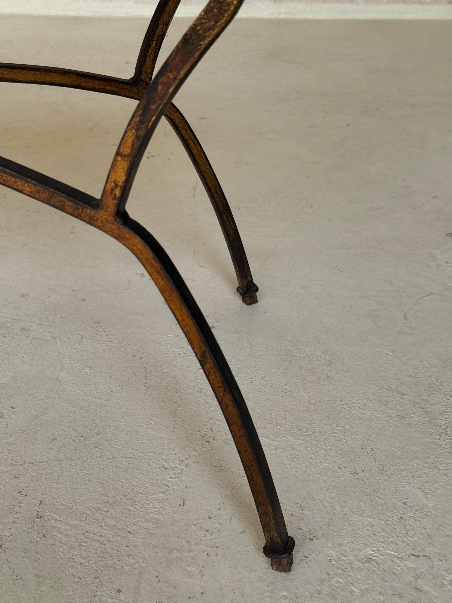Vintage Mid Century Spanish Gilt Iron Bench For Sale 1