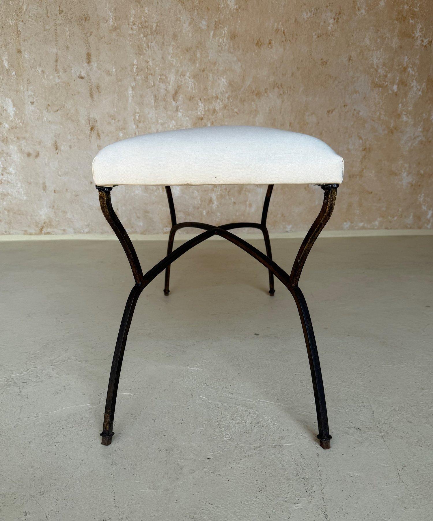 Vintage Mid Century Spanish Gilt Iron Bench For Sale 2