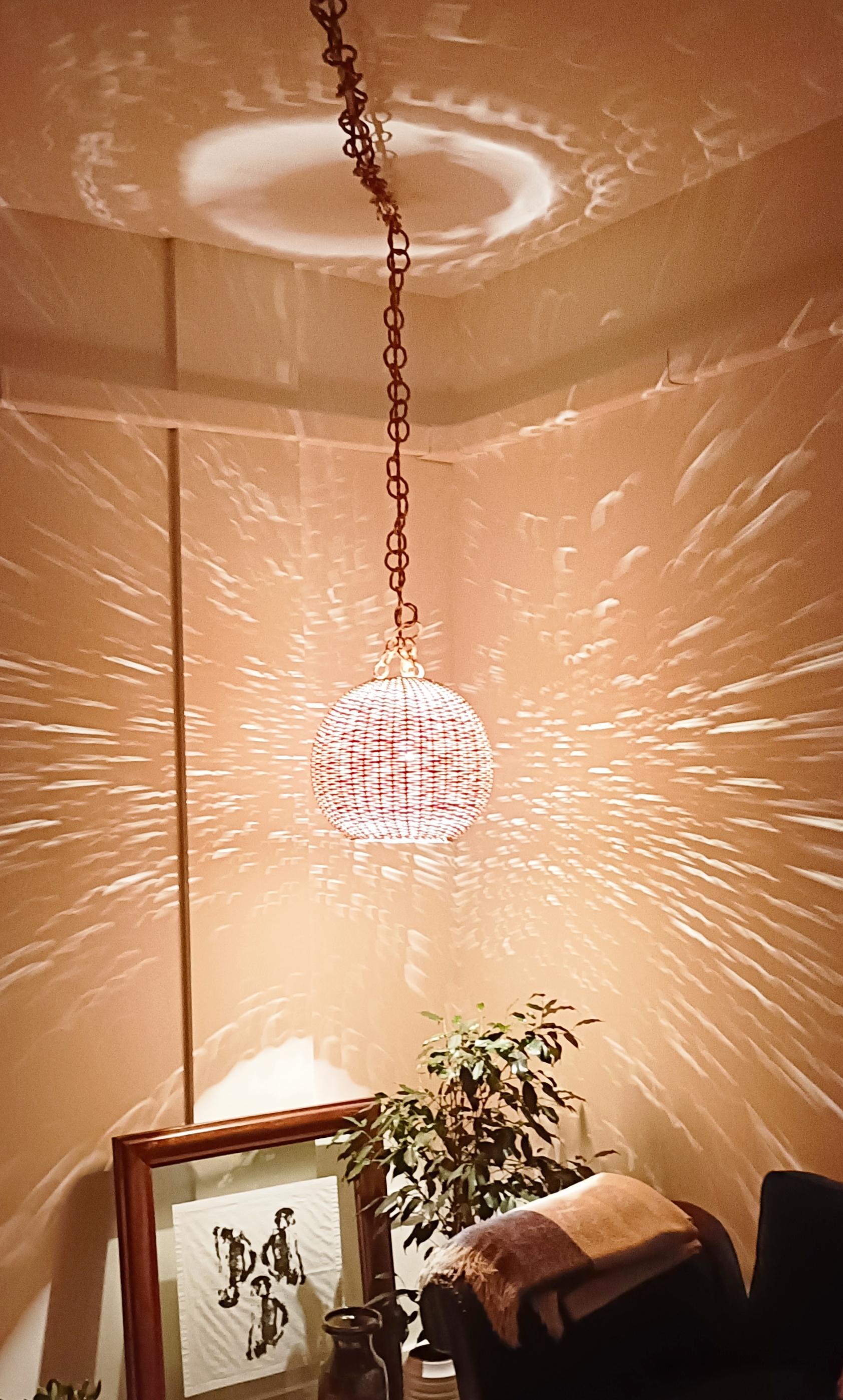 Lampe suspendue en osier et rotin, Espagne, années 1950 3
