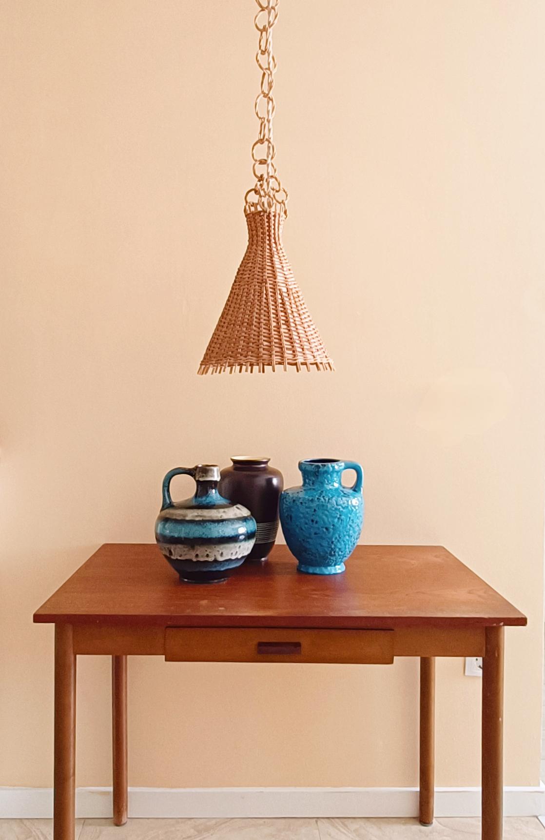 Mid-Century Modern Wicker Pendant Lamp, Spain, 1950s For Sale 7