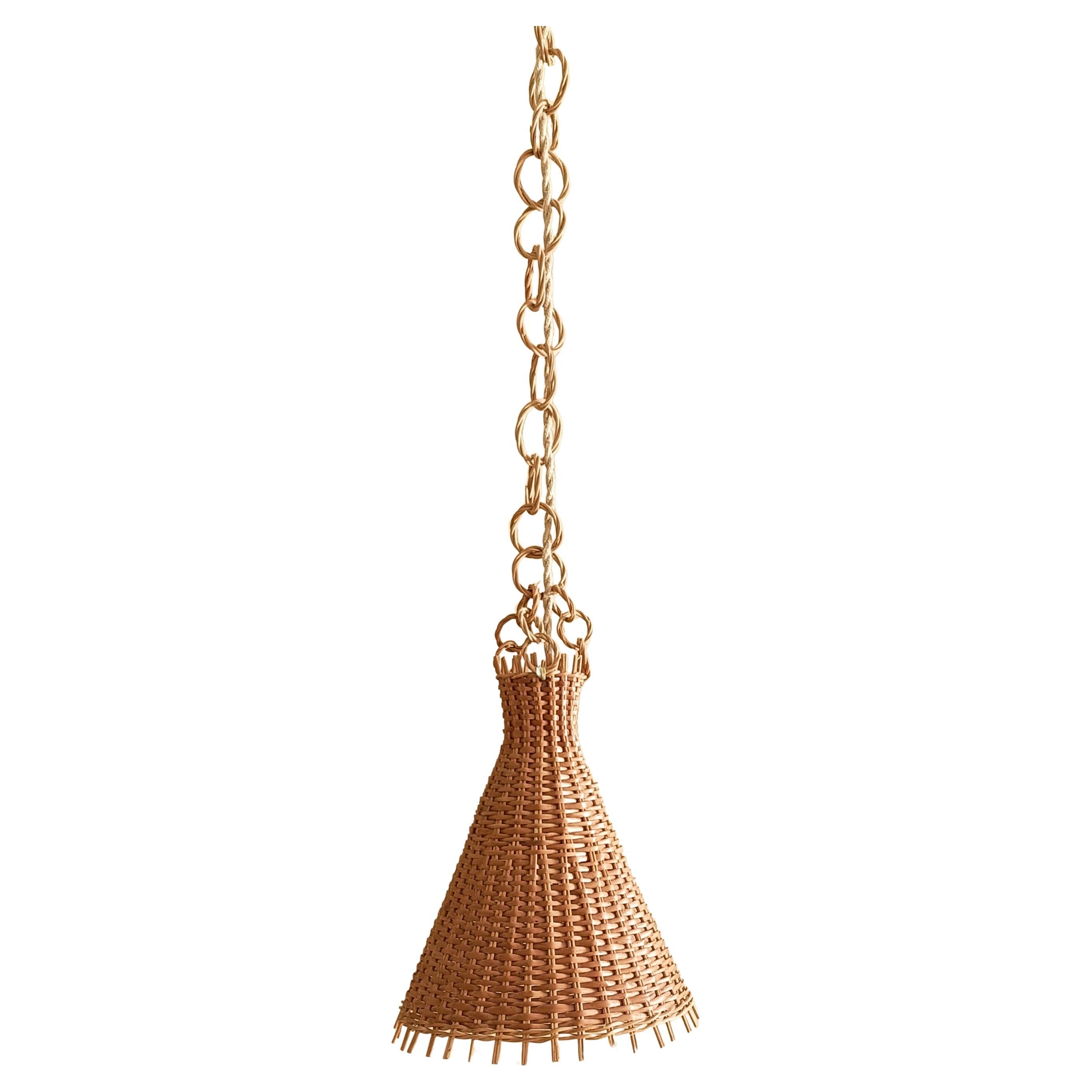 Mid-Century Modern Wicker Pendant Lamp, Spain, 1950s For Sale