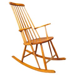 Vintage mid century spindle rocking chair, 1960s