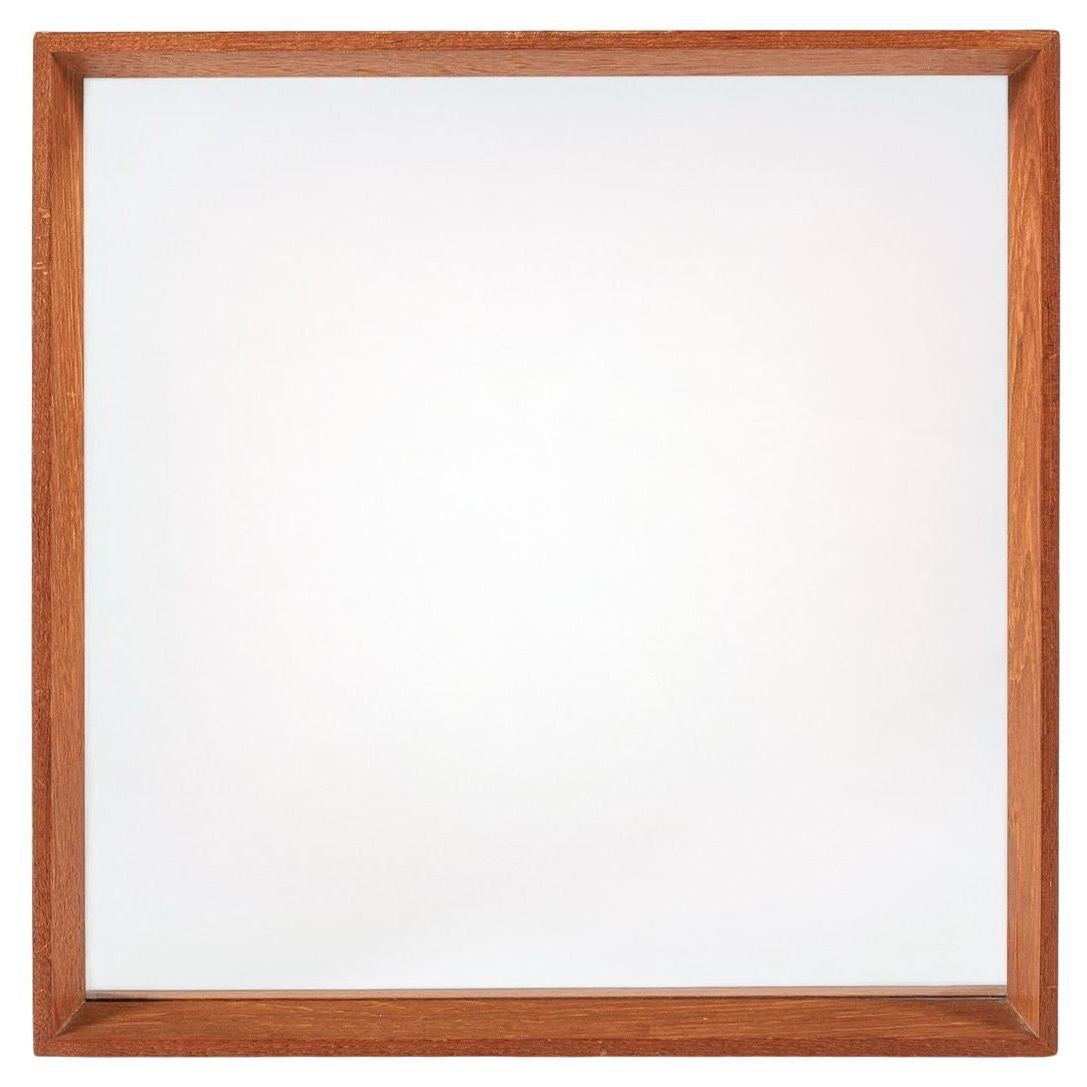 Vintage Mid Century Square Teak Wood Hanging Wall Mirror