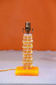 Vintage Modernist Stacked Lucite Table Lamp