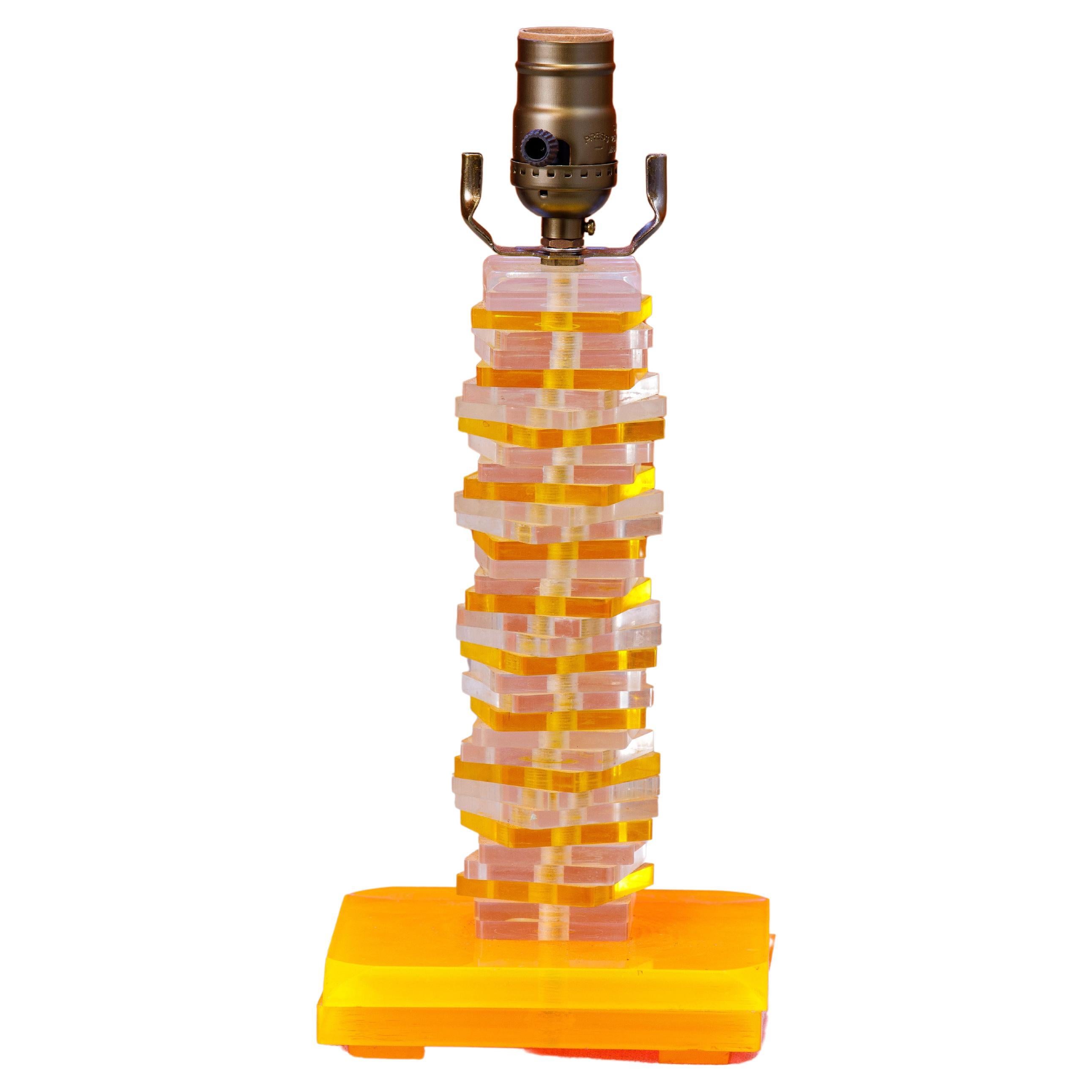 Vintage Modernist Stacked Lucite Table Lamp