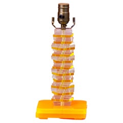Vintage Modernist Stacked Lucite Table Lamp