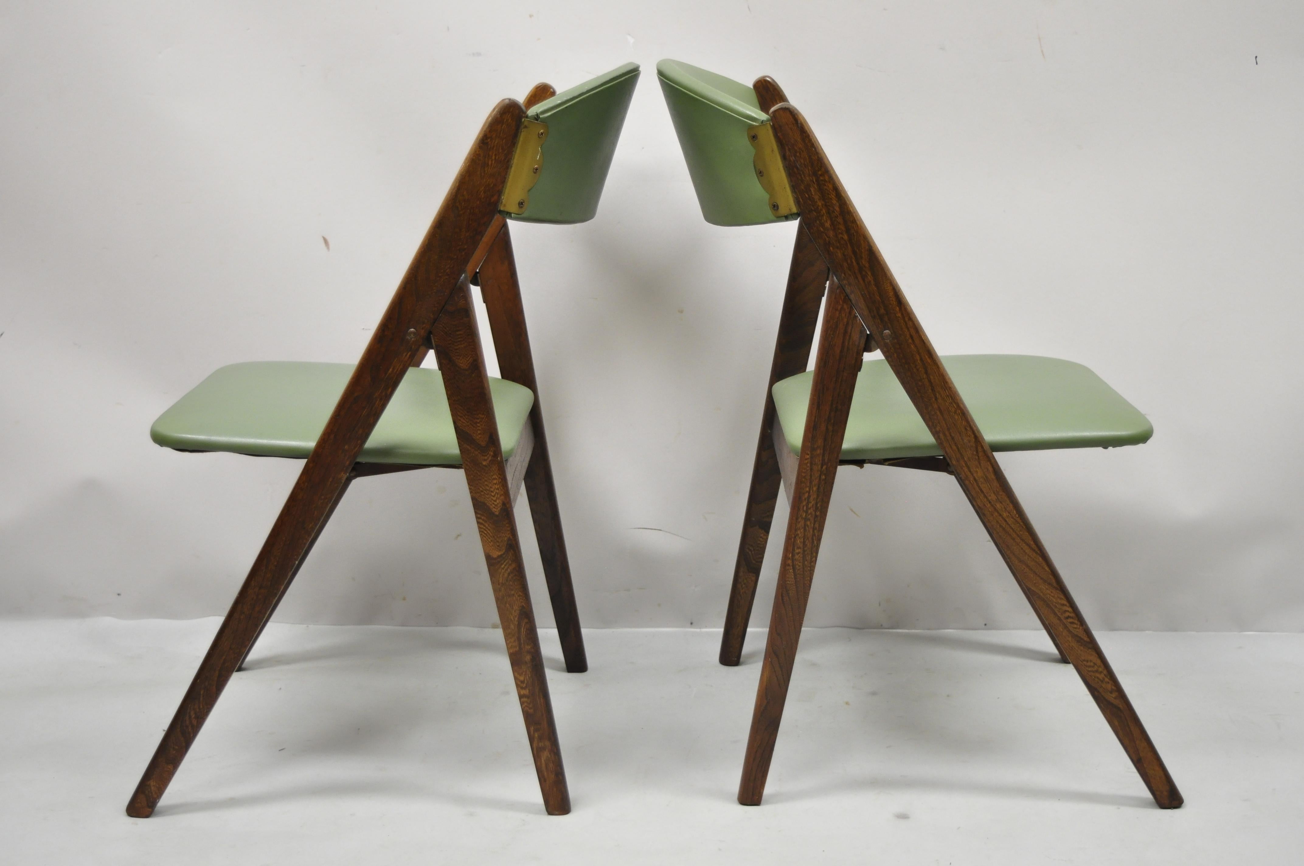Mid-Century Modern Vintage Mid Century Stakmore Wood Folding Dining Game Table Chairs, Set of 4