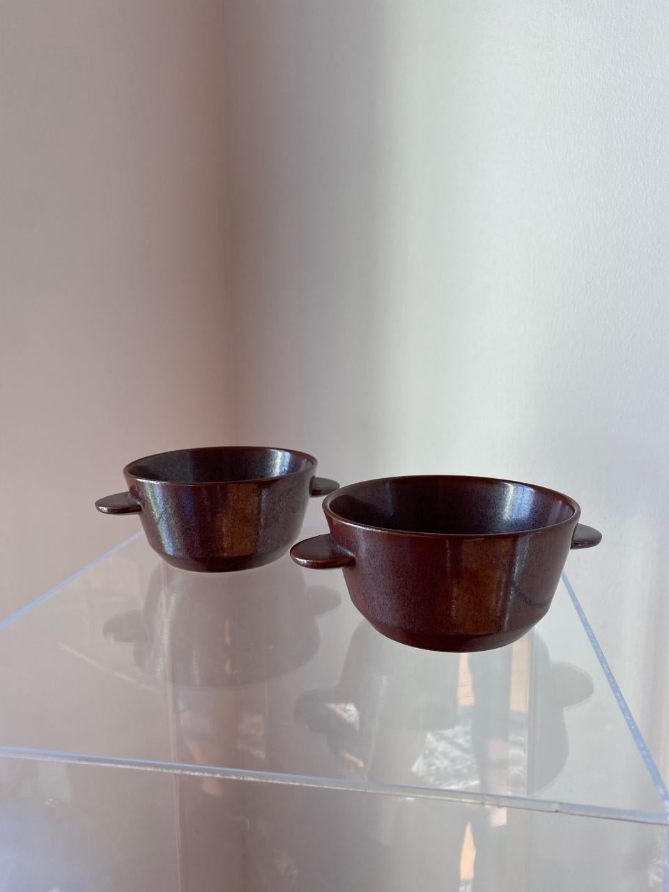 Danish Vintage Midcentury Stentoj Denmark Eared Ceramic Soup Bowls Set of 7