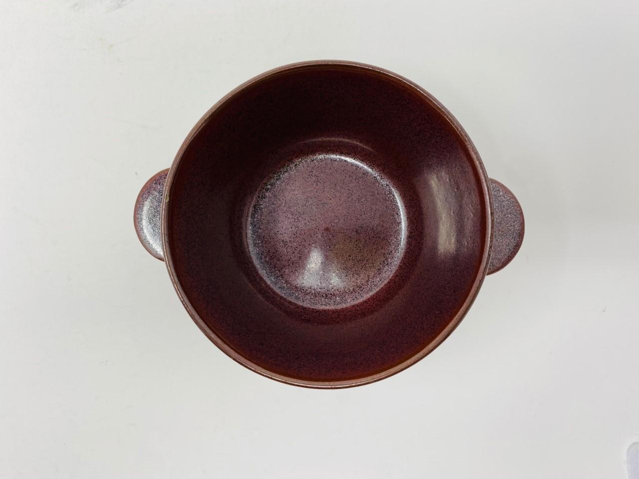 Vintage Midcentury Stentoj Denmark Eared Ceramic Soup Bowls Set of 7 In Good Condition In San Diego, CA
