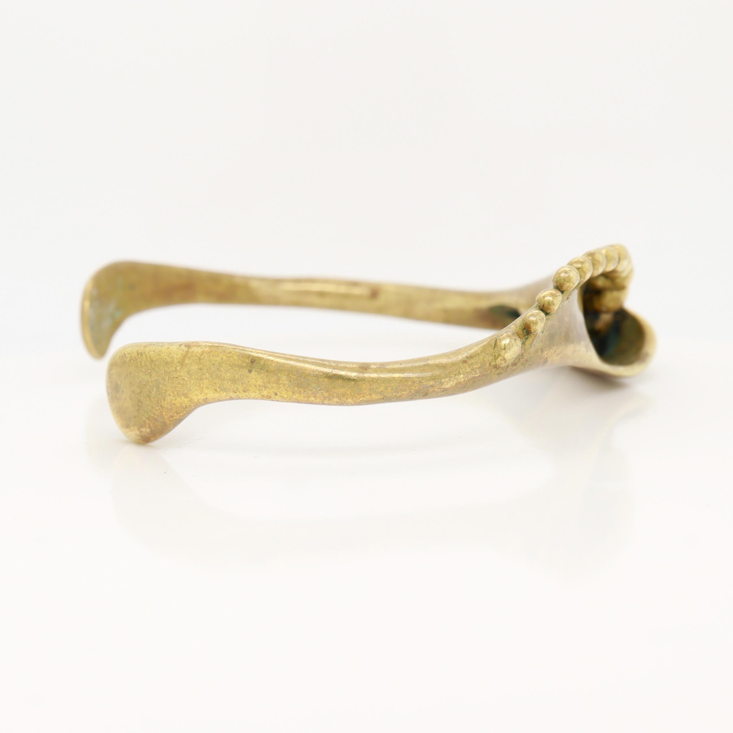 Vintage Mid-Century Stephen Burr Brutalist Cast Brass Cuff Bracelet For Sale 5