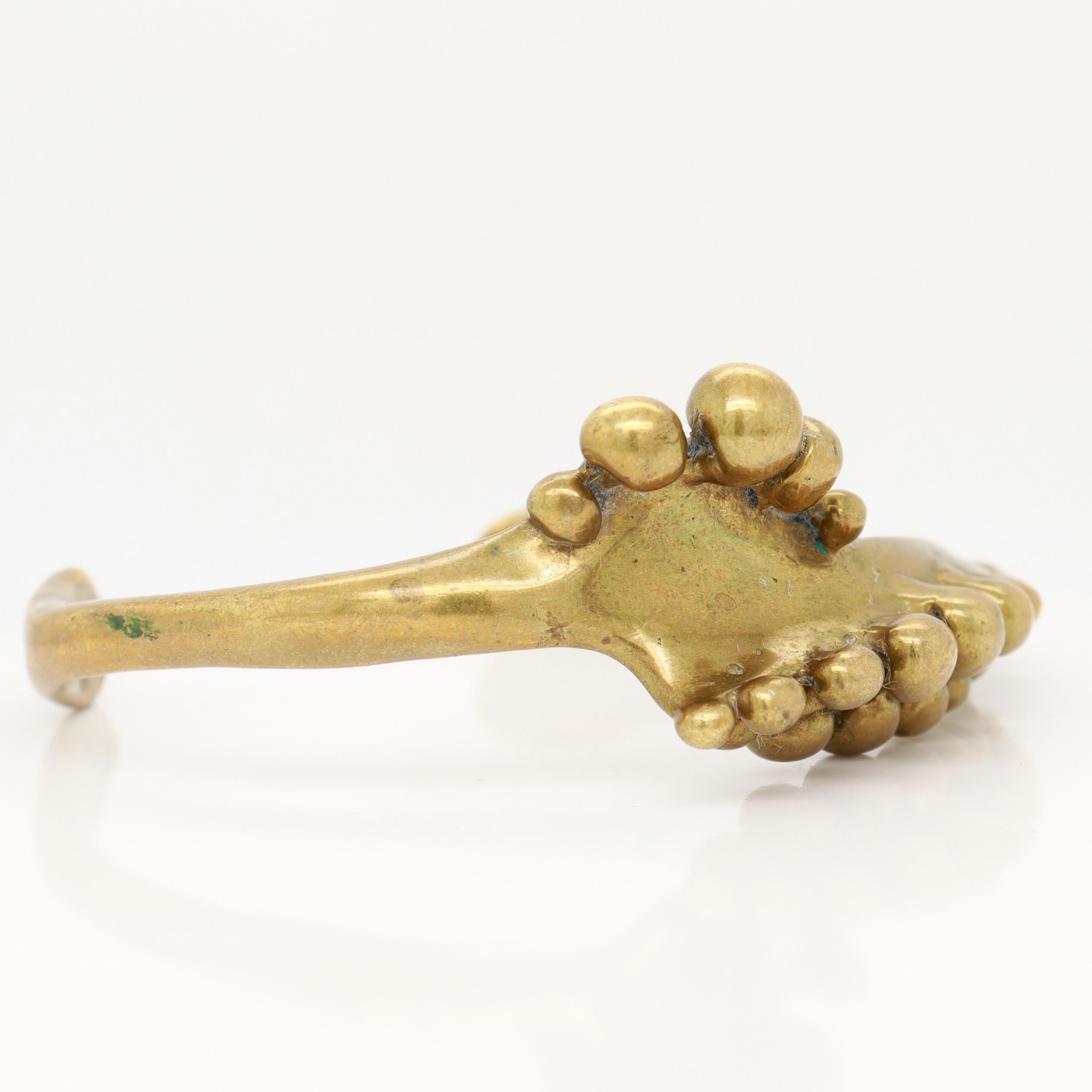 Vintage Mid-Century Stephen Burr Brutalist Cast Brass Cuff Bracelet For Sale 6