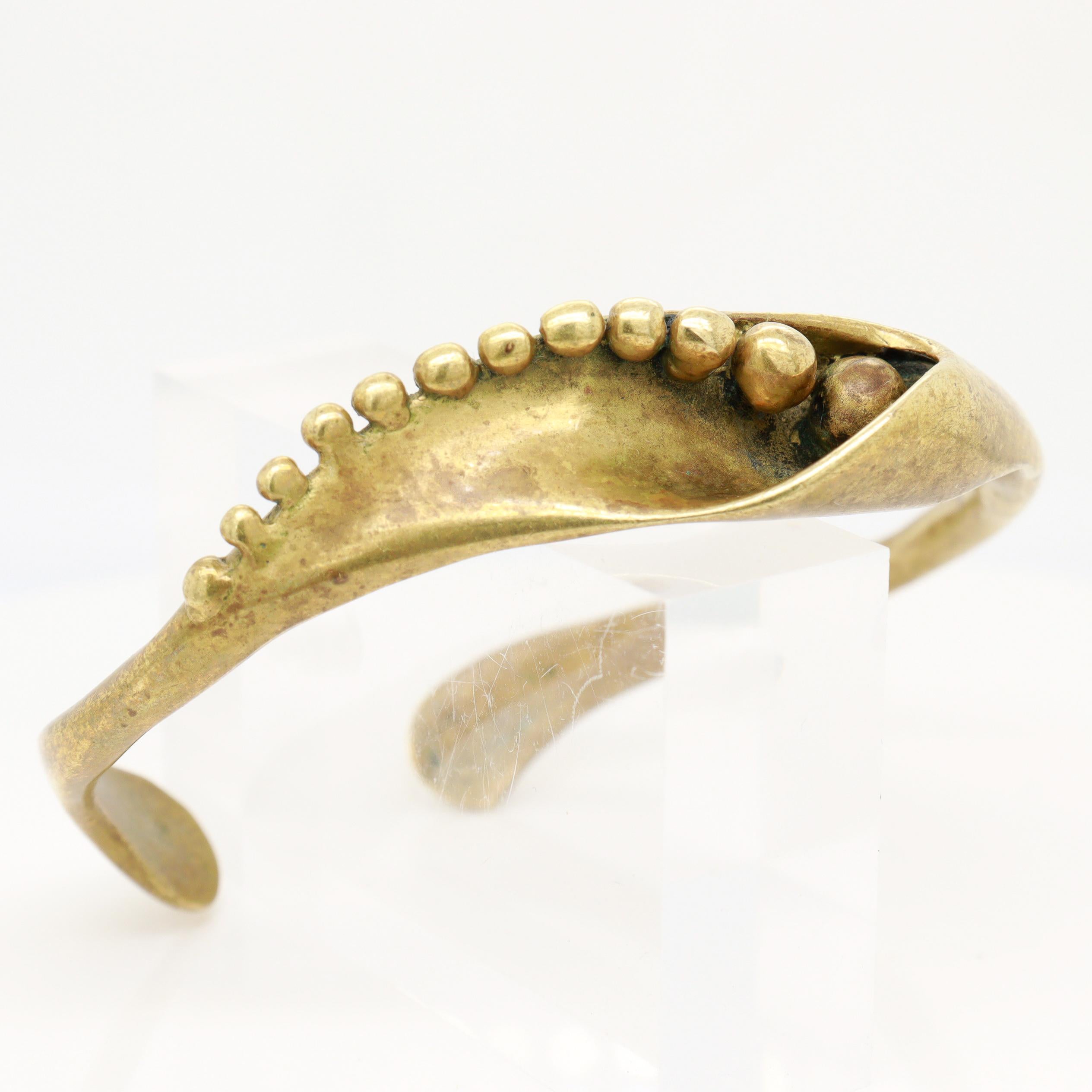 Vintage Mid-Century Stephen Burr Brutalist Cast Brass Cuff Bracelet For Sale 6