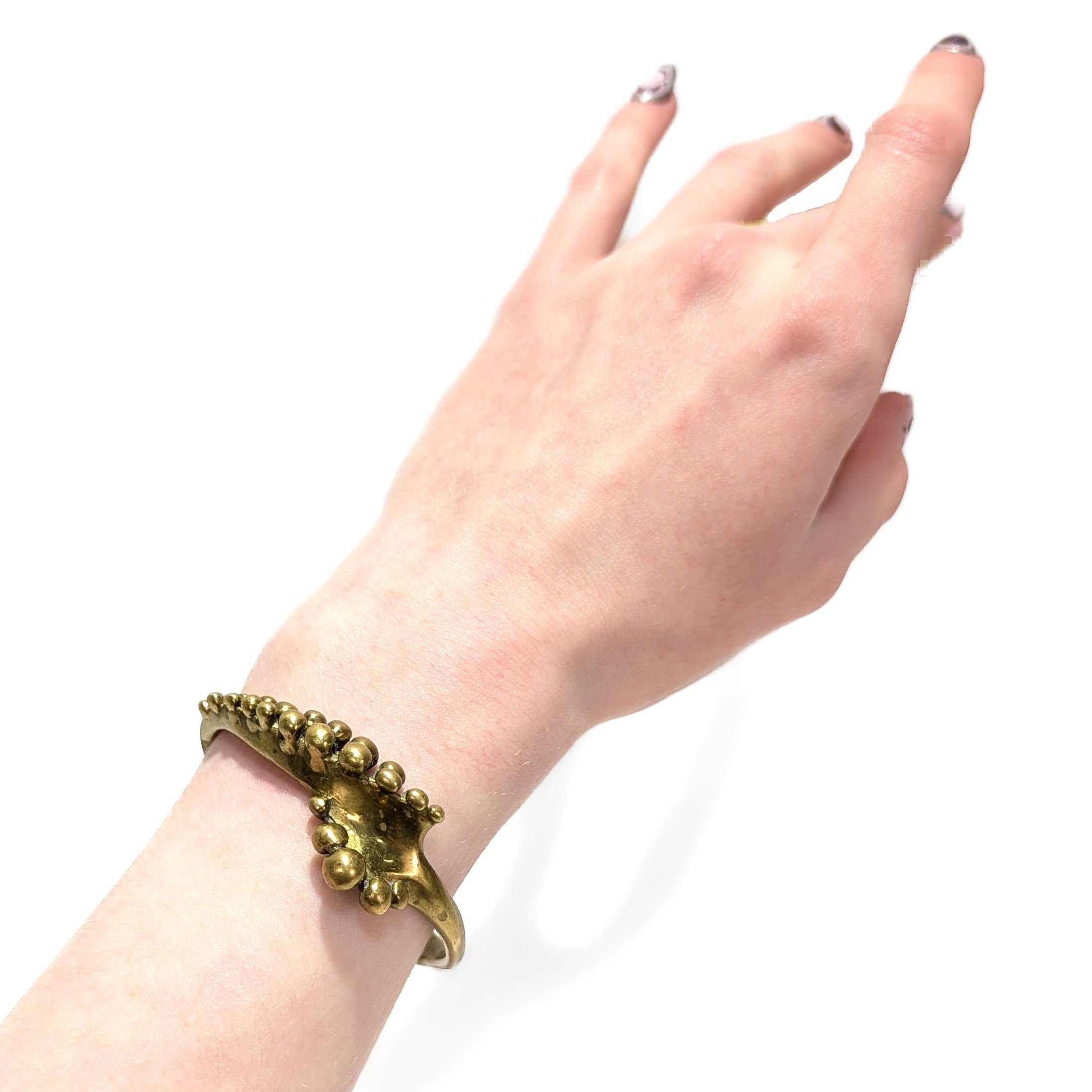 Modern Vintage Mid-Century Stephen Burr Brutalist Cast Brass Cuff Bracelet For Sale