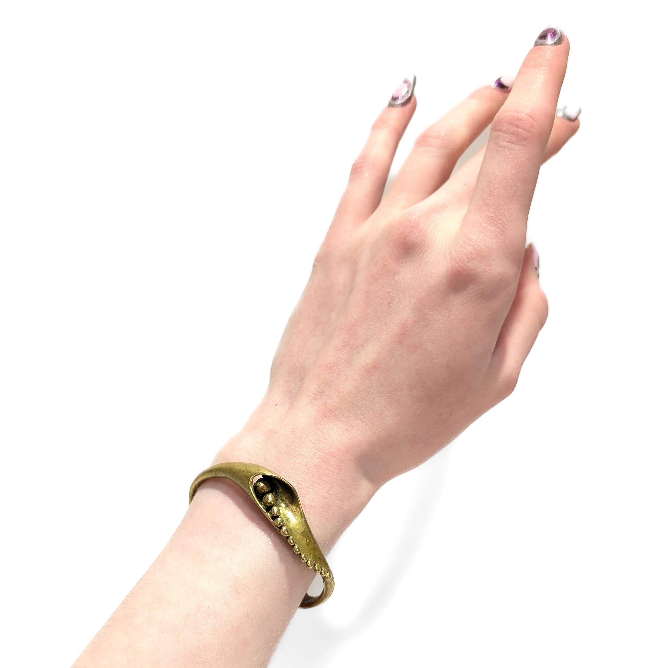 Modern Vintage Mid-Century Stephen Burr Brutalist Cast Brass Cuff Bracelet For Sale