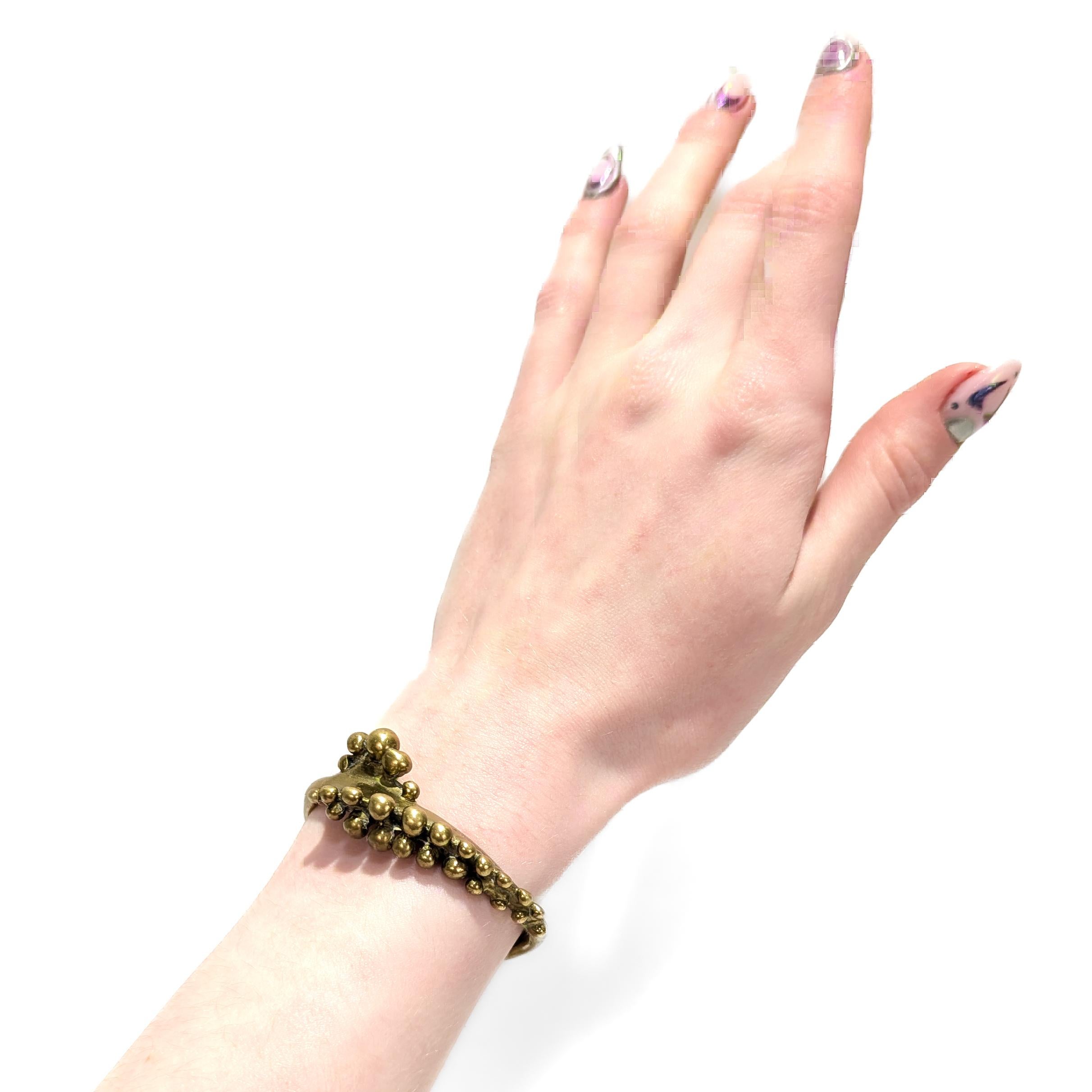 Women's Vintage Mid-Century Stephen Burr Brutalist Cast Brass Cuff Bracelet For Sale