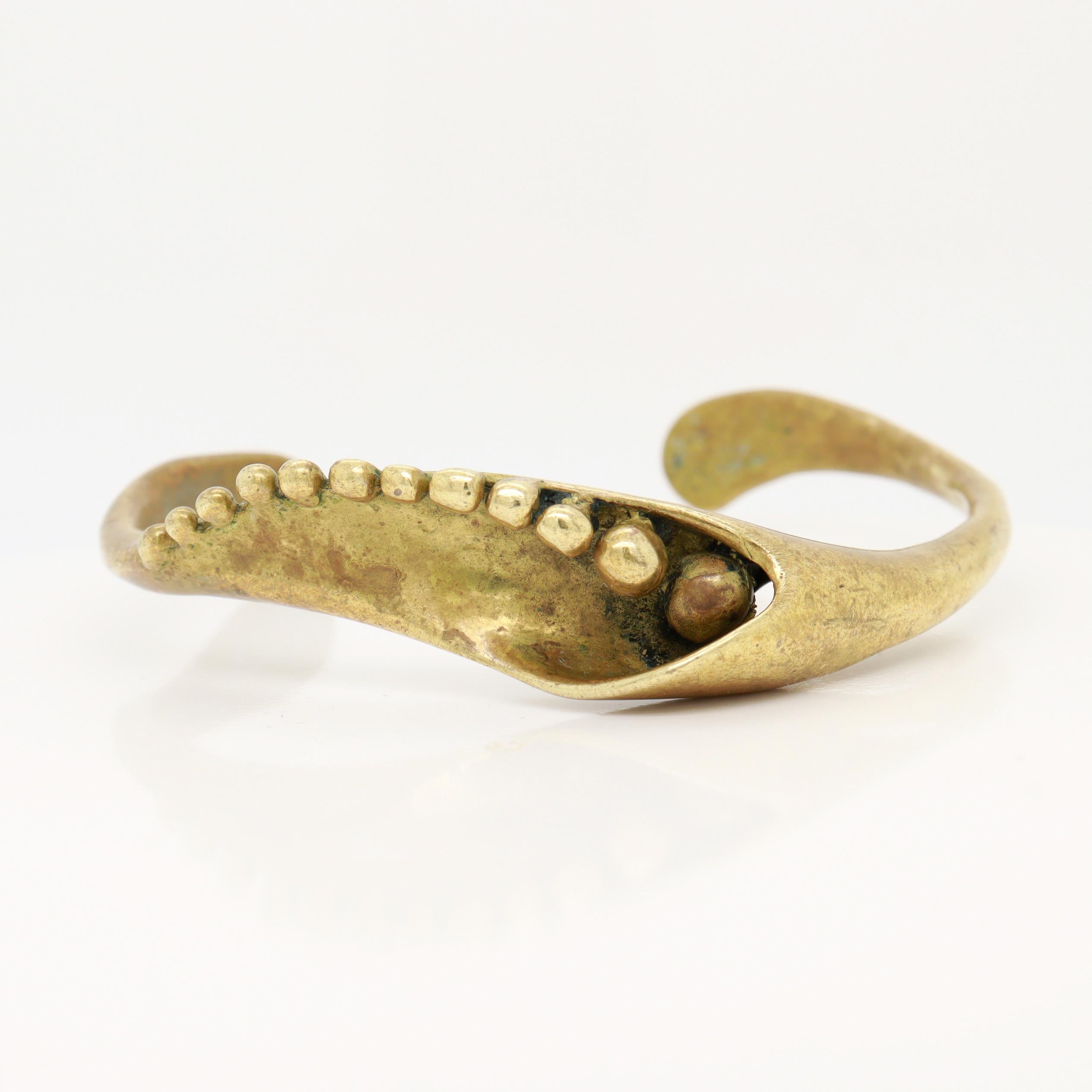 Vintage Mid-Century Stephen Burr Brutalist Cast Brass Cuff Bracelet For Sale 1