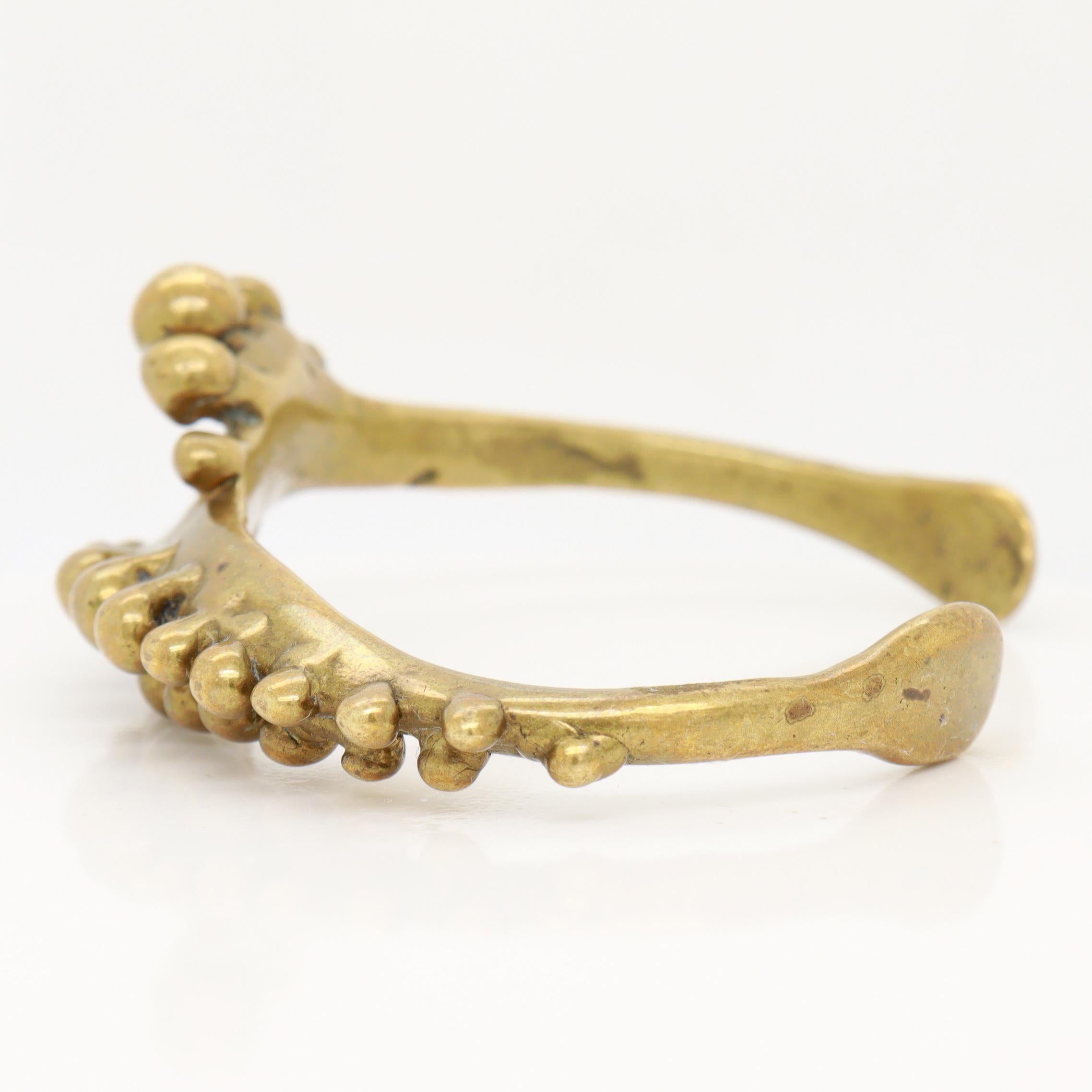 Vintage Mid-Century Stephen Burr Brutalist Cast Brass Cuff Bracelet For Sale 2
