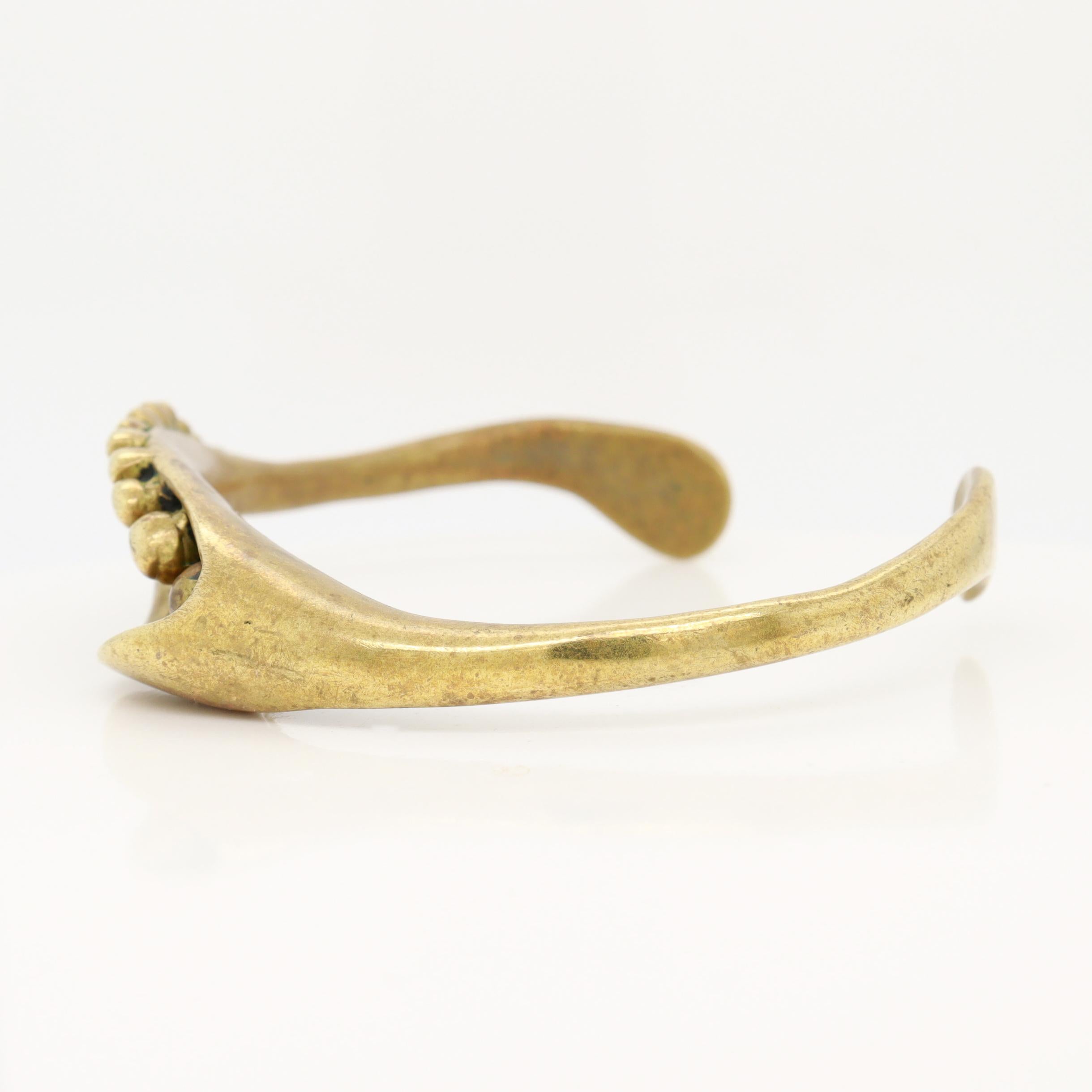 Vintage Mid-Century Stephen Burr Brutalist Cast Brass Cuff Bracelet For Sale 2
