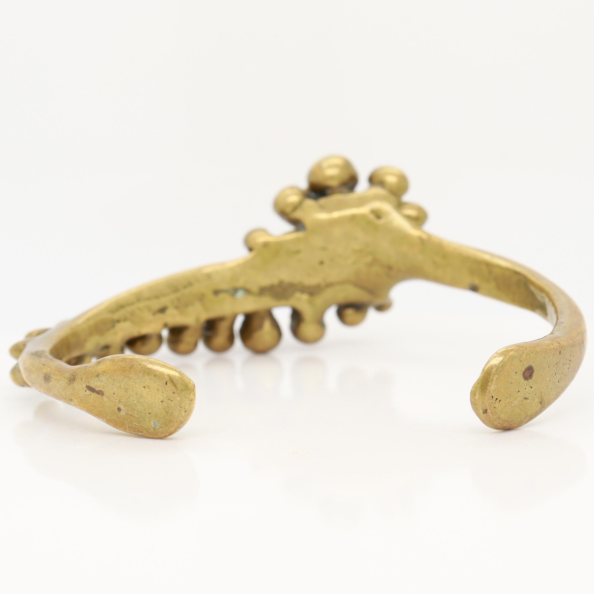 Vintage Mid-Century Stephen Burr Brutalist Cast Brass Cuff Bracelet For Sale 3