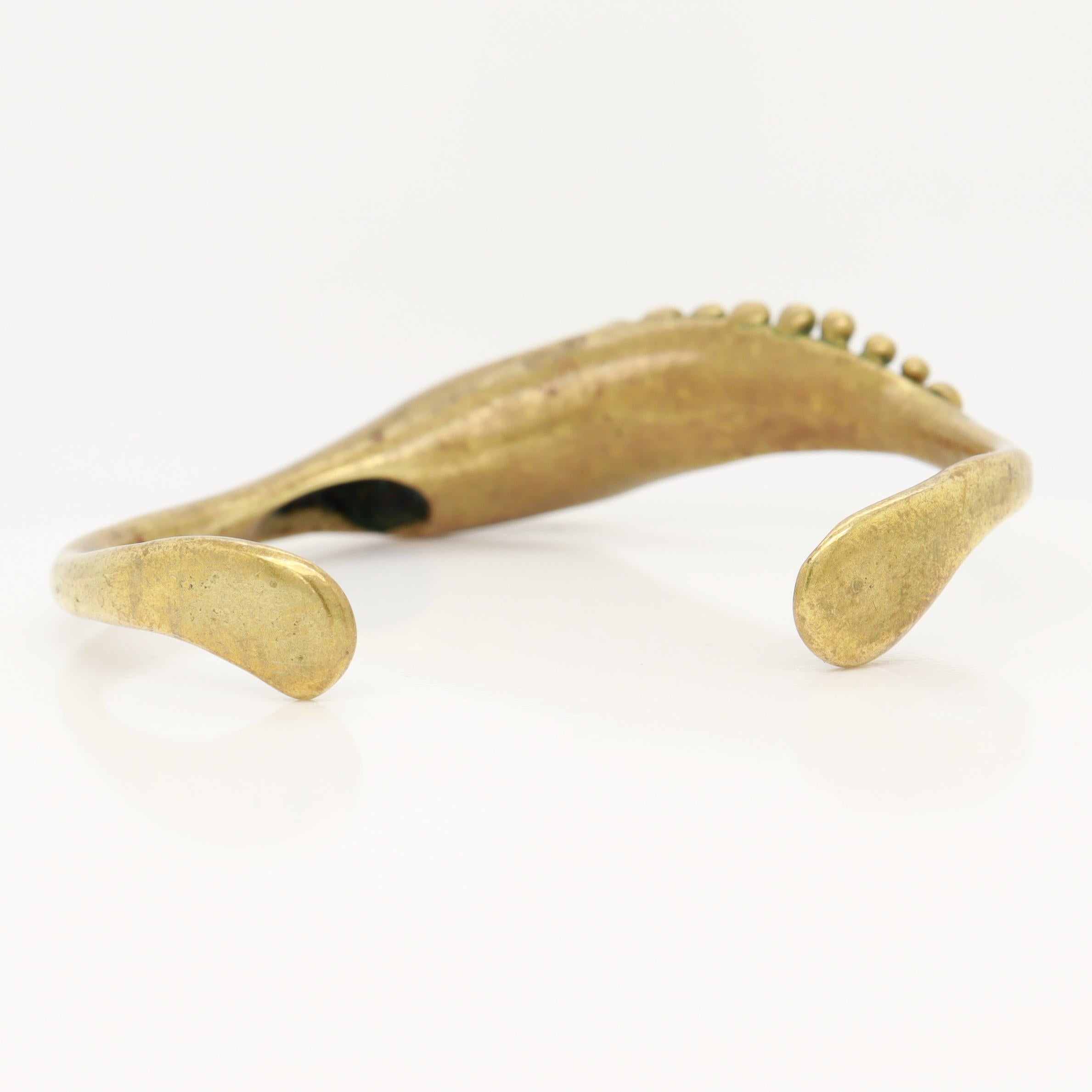 Vintage Mid-Century Stephen Burr Brutalist Cast Brass Cuff Bracelet For Sale 3