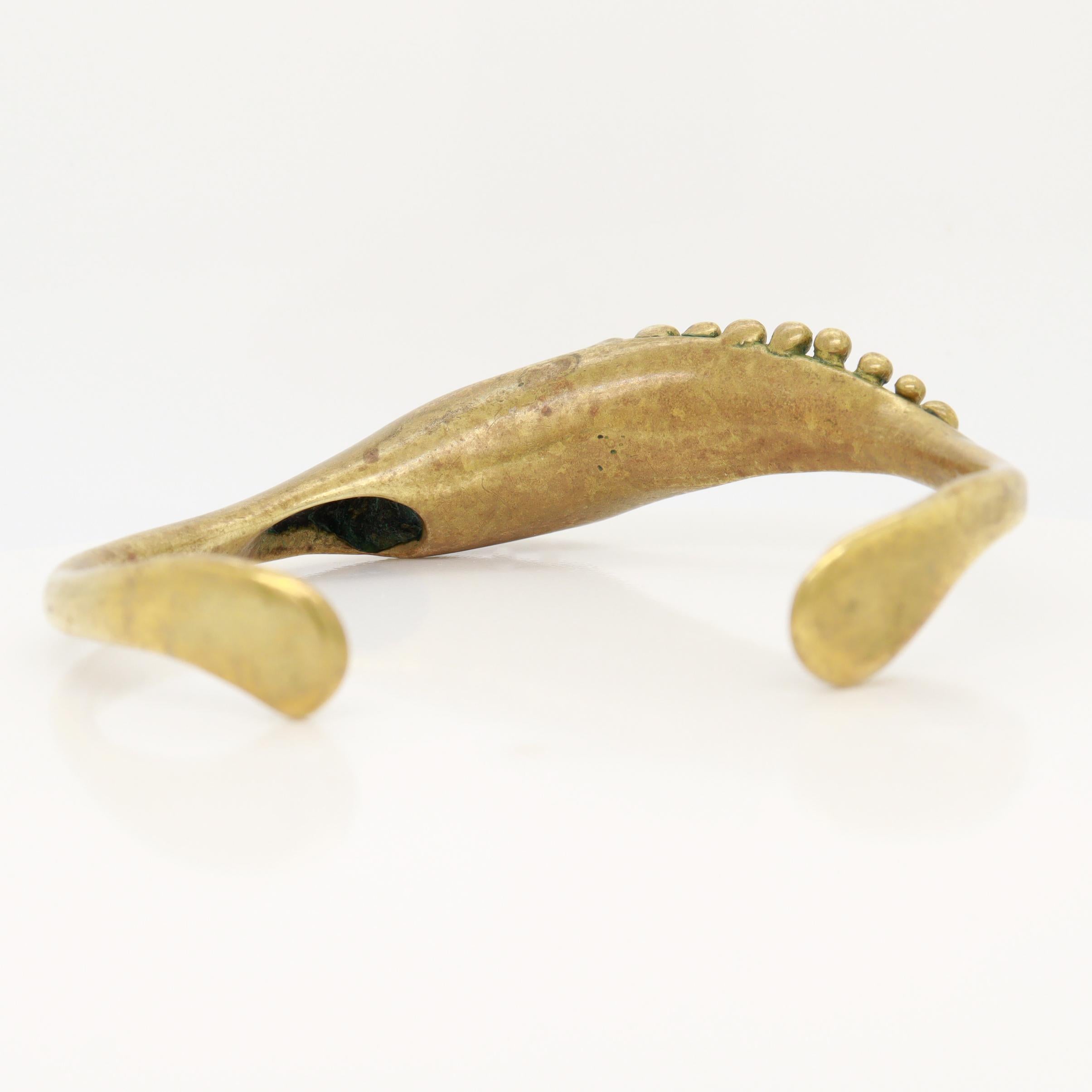 Vintage Mid-Century Stephen Burr Brutalist Cast Brass Cuff Bracelet For Sale 4