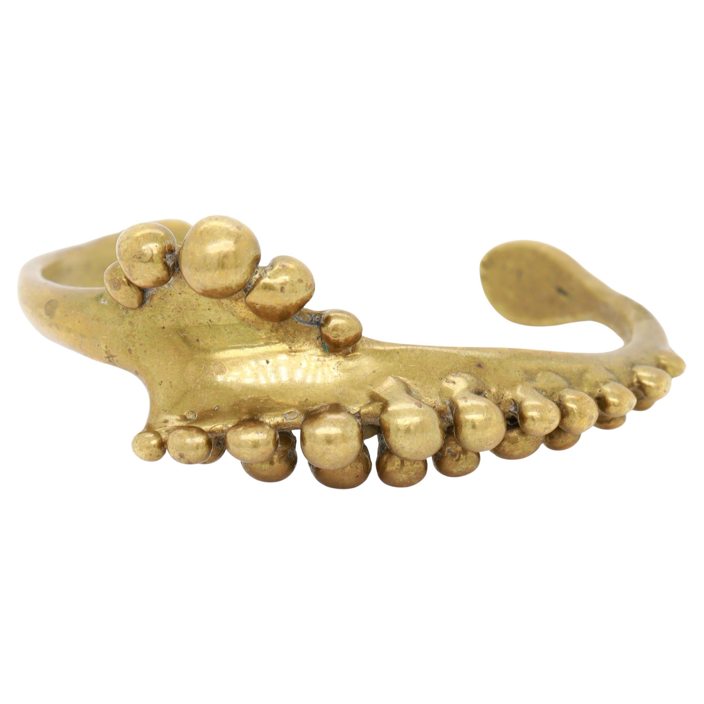 Vintage Mid-Century Stephens Brutalist Cast Brass Bracelet en laiton moulé
