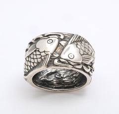 Vintage Mid Century Sterling Silver Pisces Ring