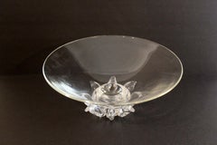 Vintage Mid Century Steuben Crystal Peony Footed Bowl by Donald Pollard, 1960s