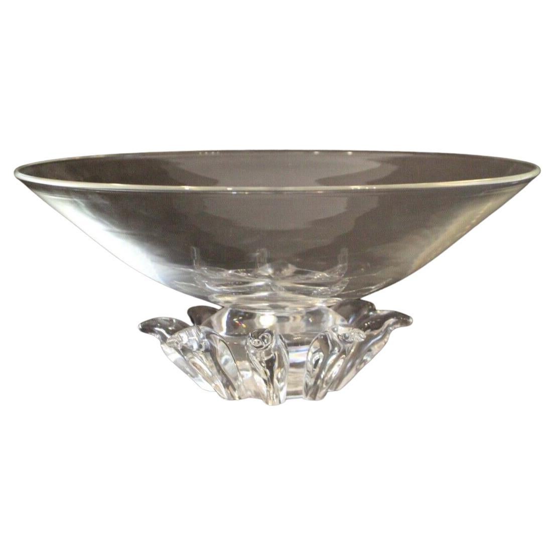 Vintage Mid Century Steuben Crystal Peony Footed Bowl by Donald Pollard, 1960s For Sale