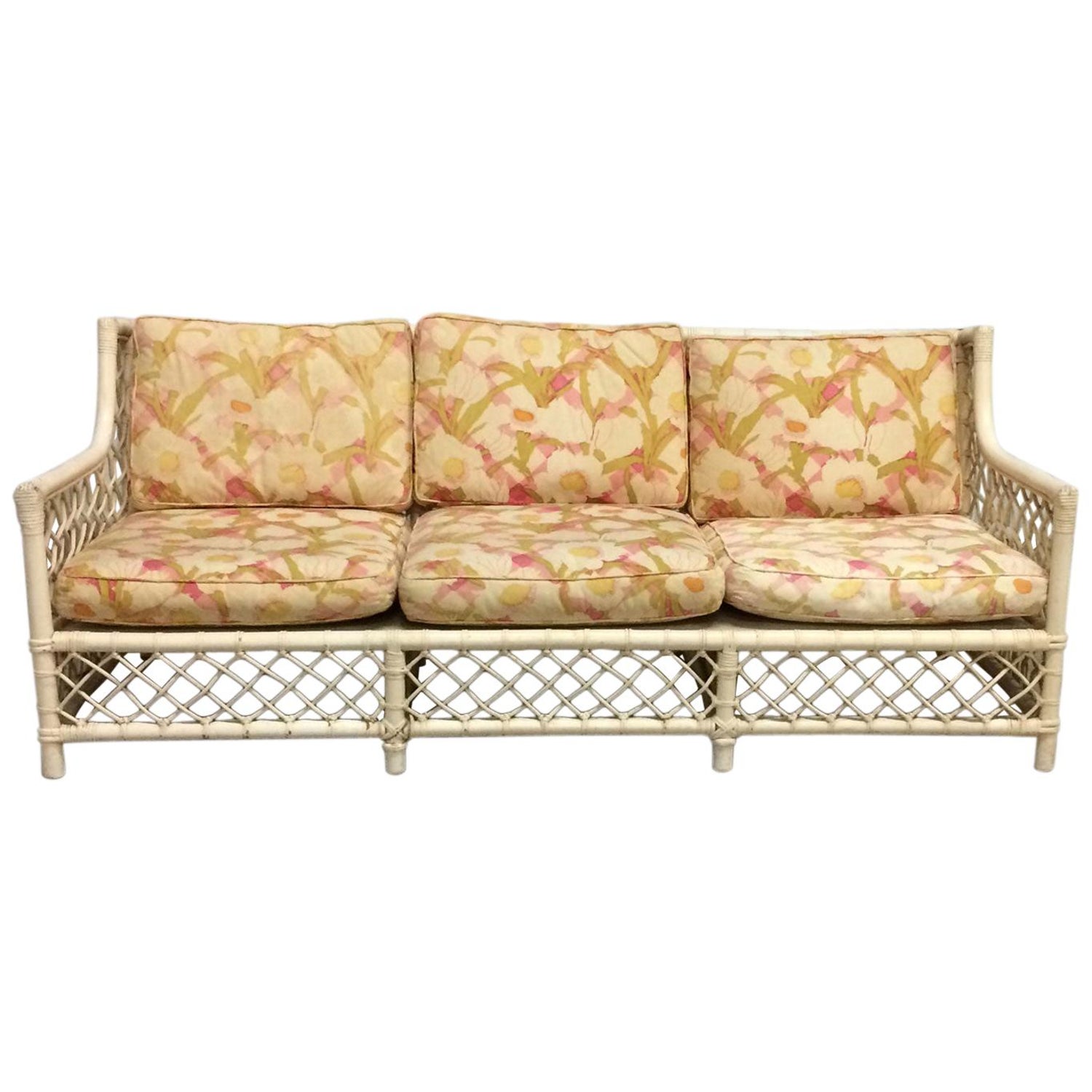 1950s Split Reed Stick Wicker Sofa Old World Palm Beach Style For Wicker Sofa Old World Palm Beach Style