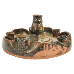 Vintage Midcentury Stoneware Pottery Studio Candleholder