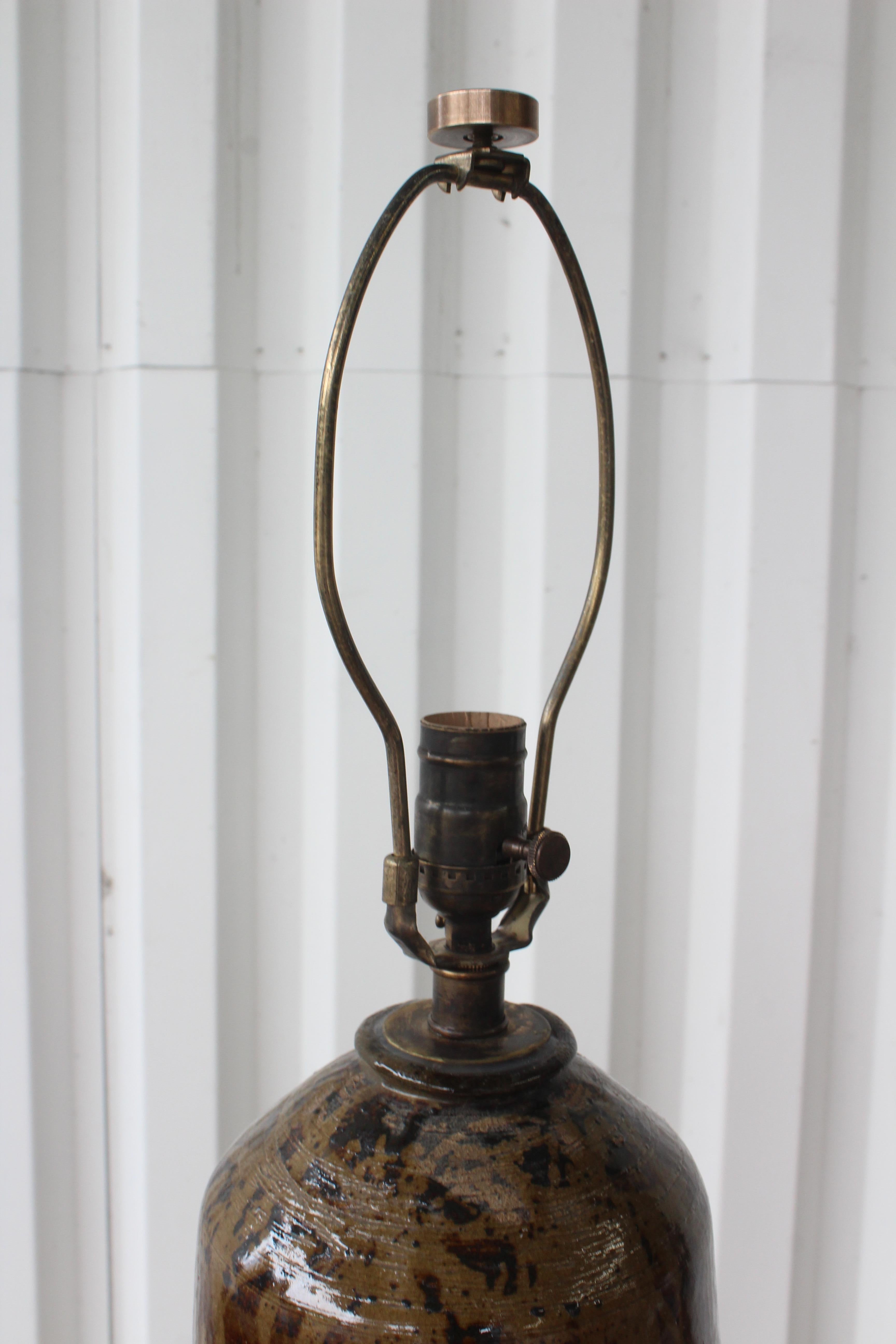 Vintage Mid Century Studio Pottery Lamp, 1960s In Excellent Condition In Los Angeles, CA