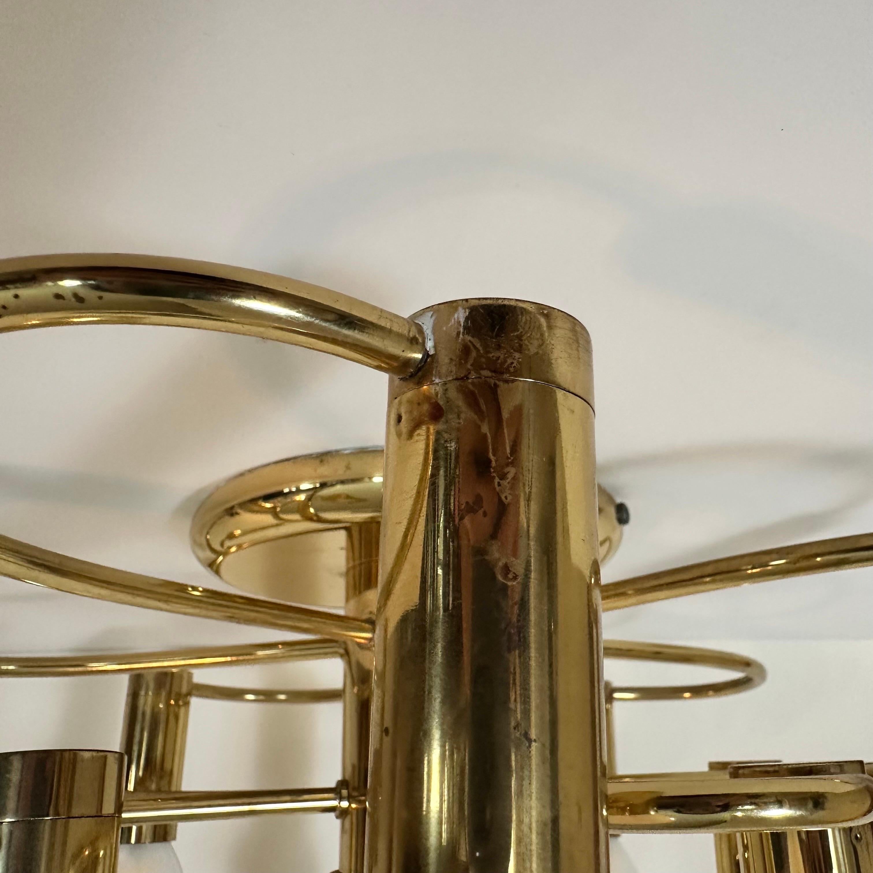 Vintage Mid-Century Style Brass Spiral 10 Arm Flush Mount German, 1980s For Sale 8