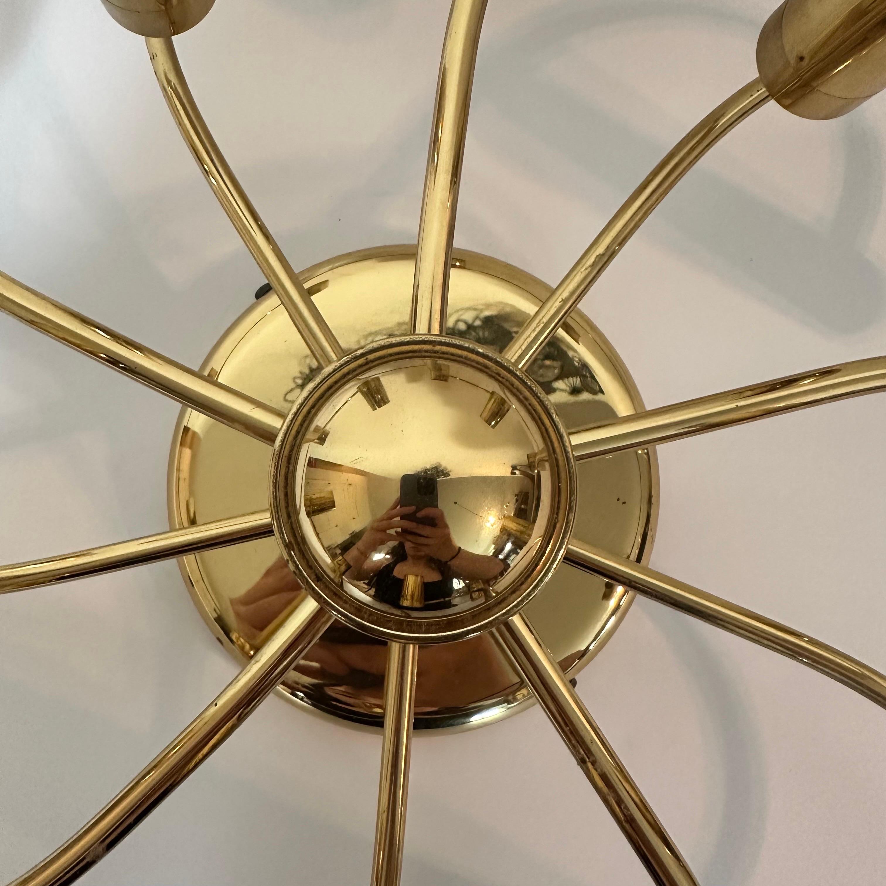 Vintage Mid-Century Style Brass Spiral 10 Arm Flush Mount German, 1980s For Sale 10