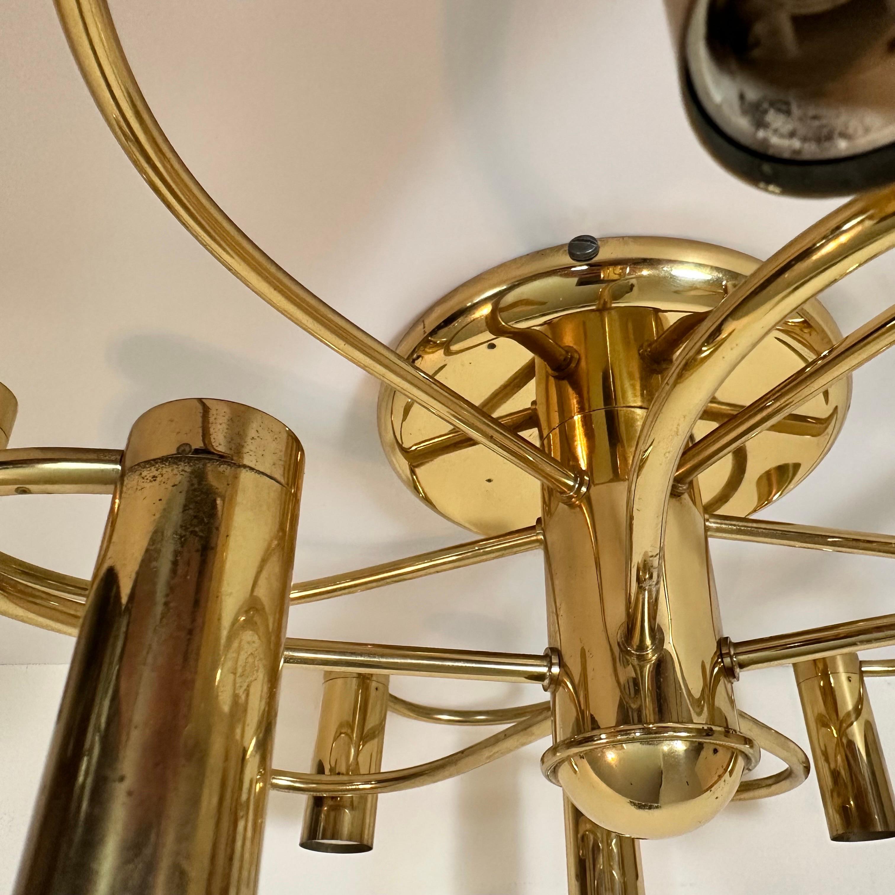Vintage Mid-Century Style Brass Spiral 10 Arm Flush Mount German, 1980s For Sale 13