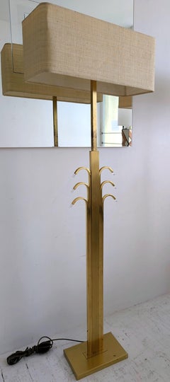 Vintage mid century stylised palm tree brass & lucite floor lamp 1980s