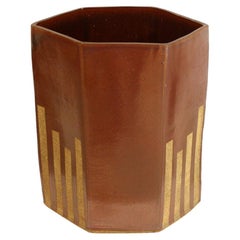 Vintage Mid Century Sue Woestehoff Large Ceramic Rust Colored Vessel Planter