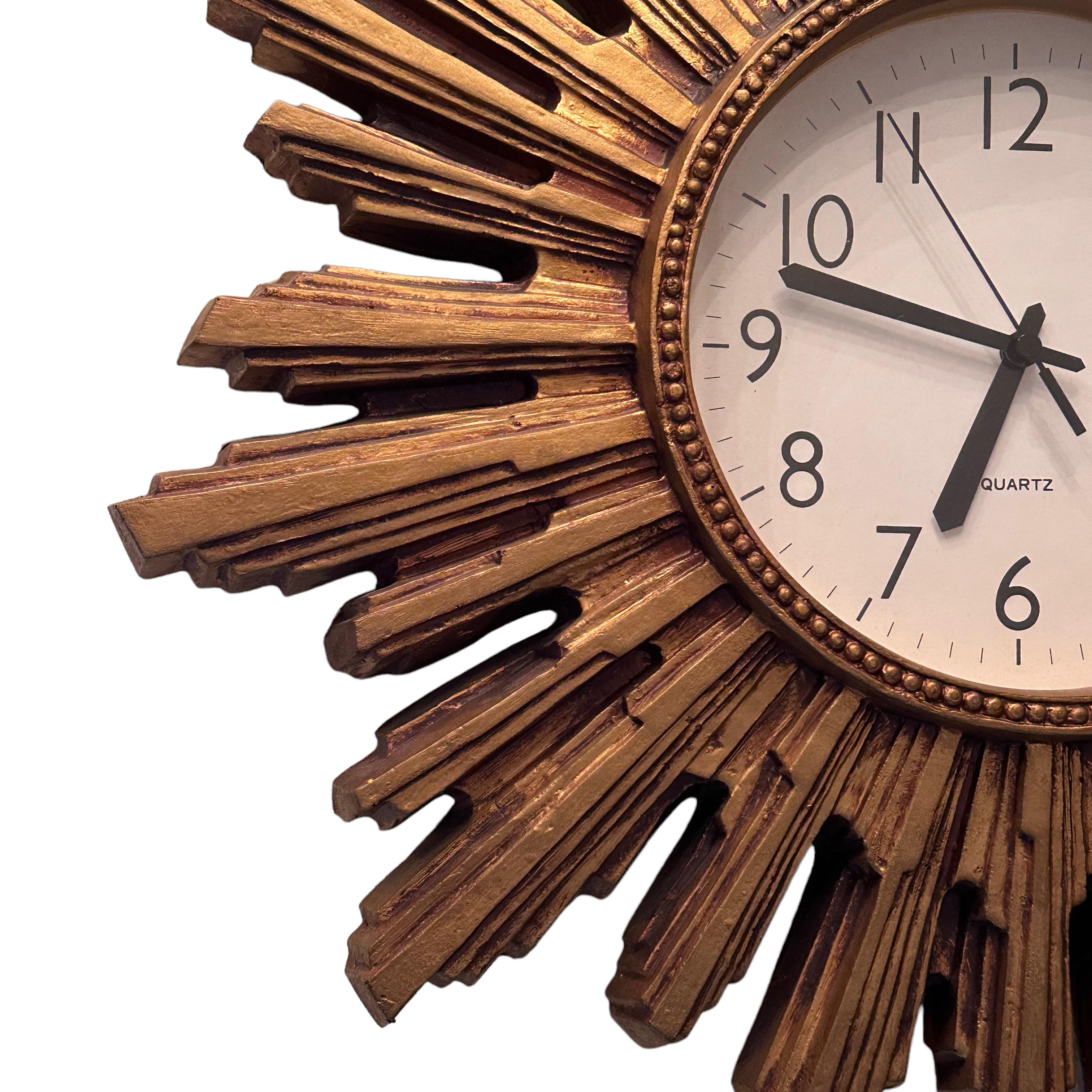 Vintage Mid-Century Sunburst Starburst Wall Clock, Germany, 1980s For Sale 2