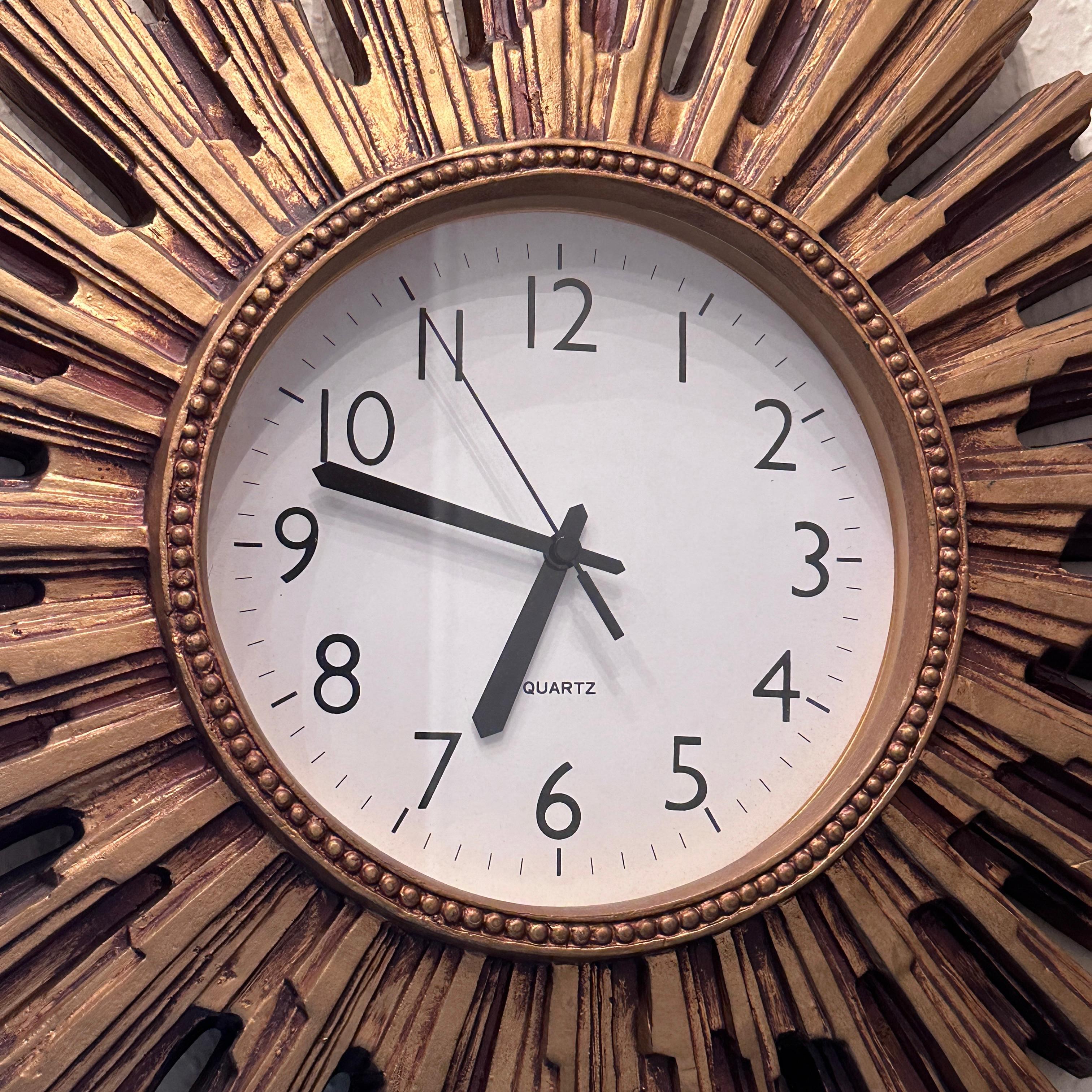 Horloge murale Sunburst du milieu du siècle dernier, Allemagne, années 1980 7
