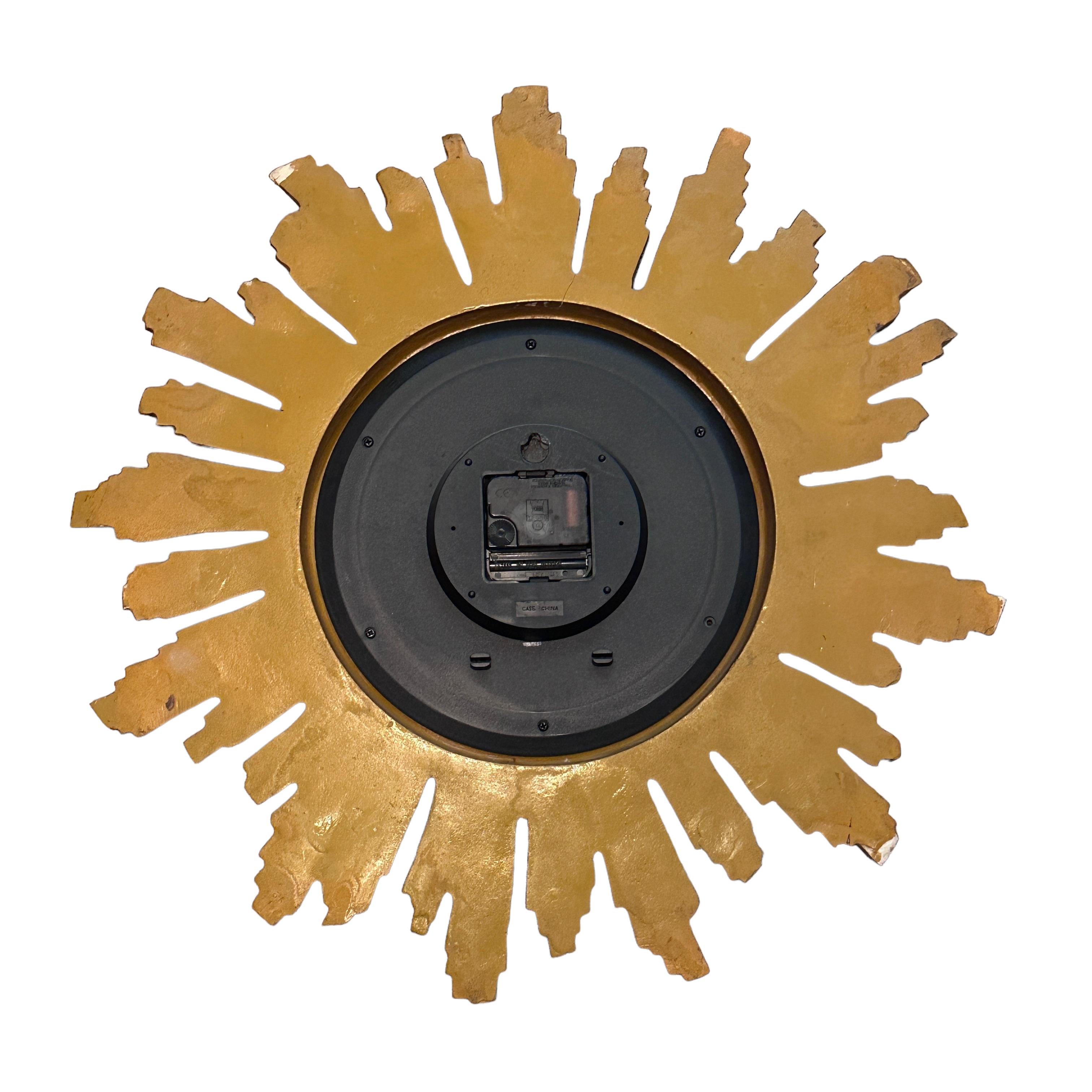 Horloge murale Sunburst du milieu du siècle dernier, Allemagne, années 1980 8