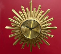 Vintage Mid-Century Sunburst Starburst Wall Clock, Germany, 1980s