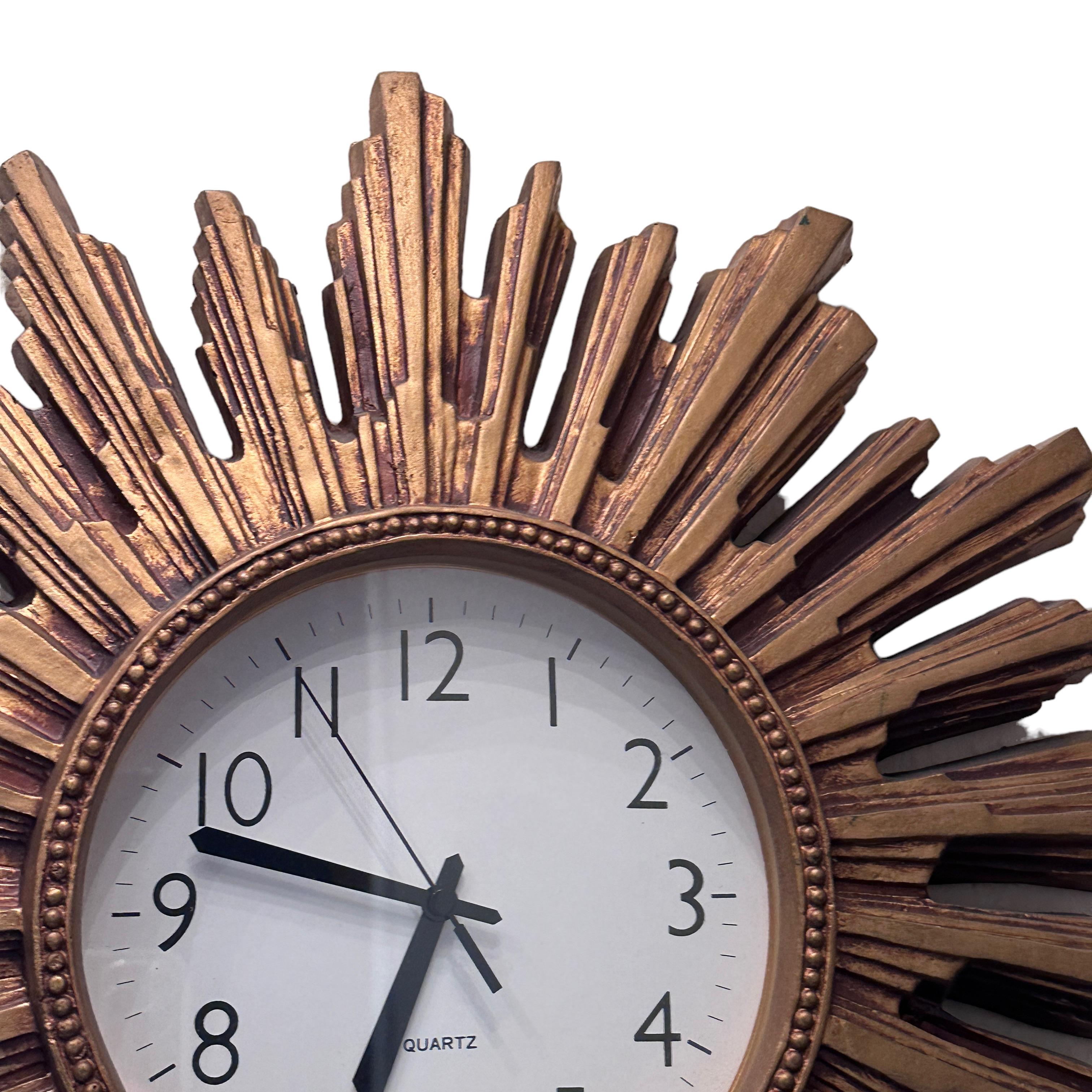 Vintage Mid-Century Sunburst Starburst Wall Clock, Germany, 1980s In Good Condition For Sale In Nuernberg, DE