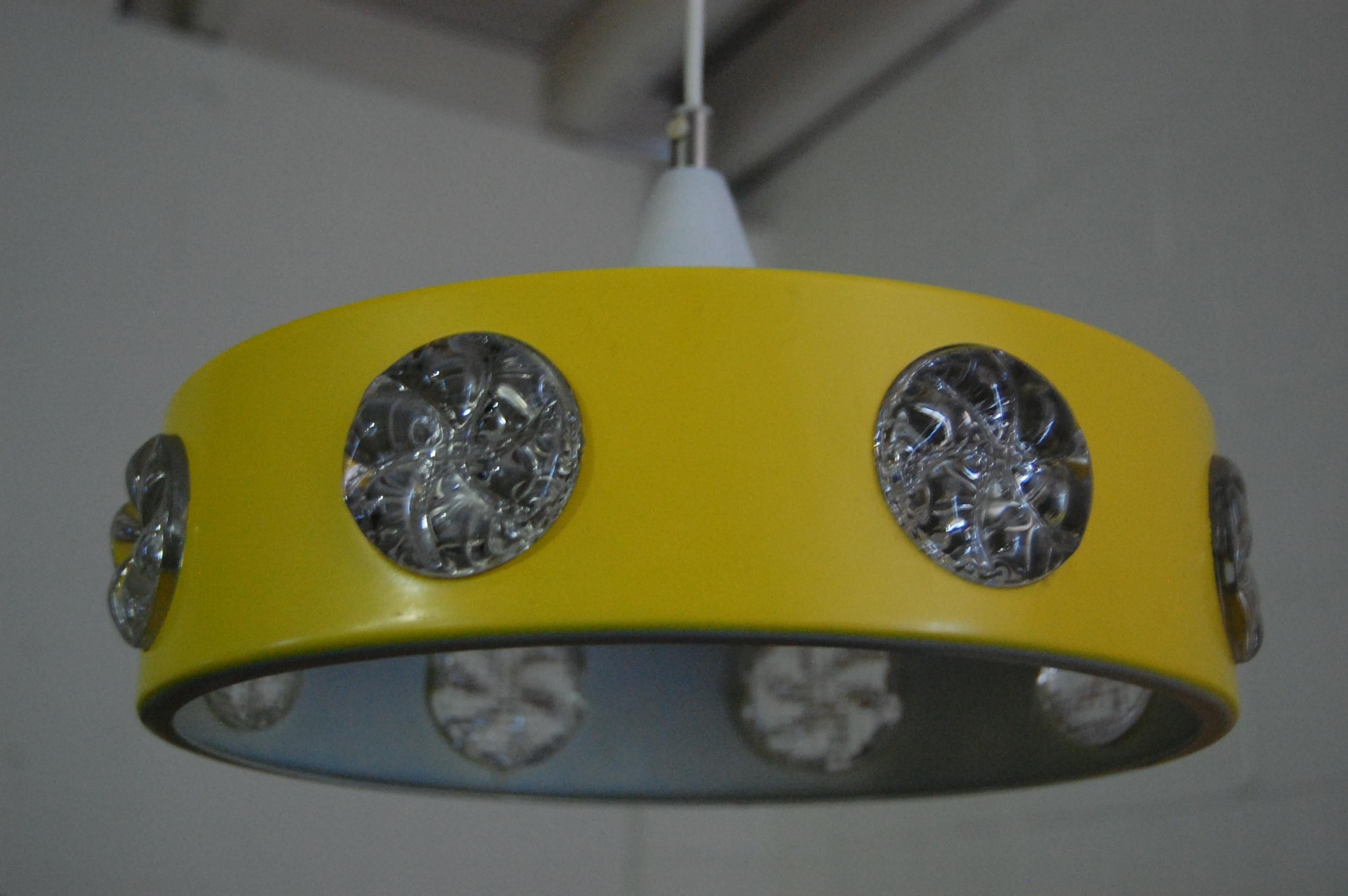 Aluminum Vintage Mid-Century Swedish Modern Yellow Pendant For Sale